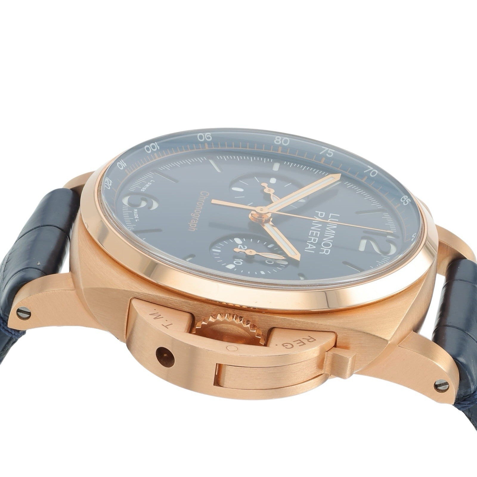 Panerai Luminor Marina 18k Rose Gold  Blue Dial 44mm Automatic Mens PAM01111