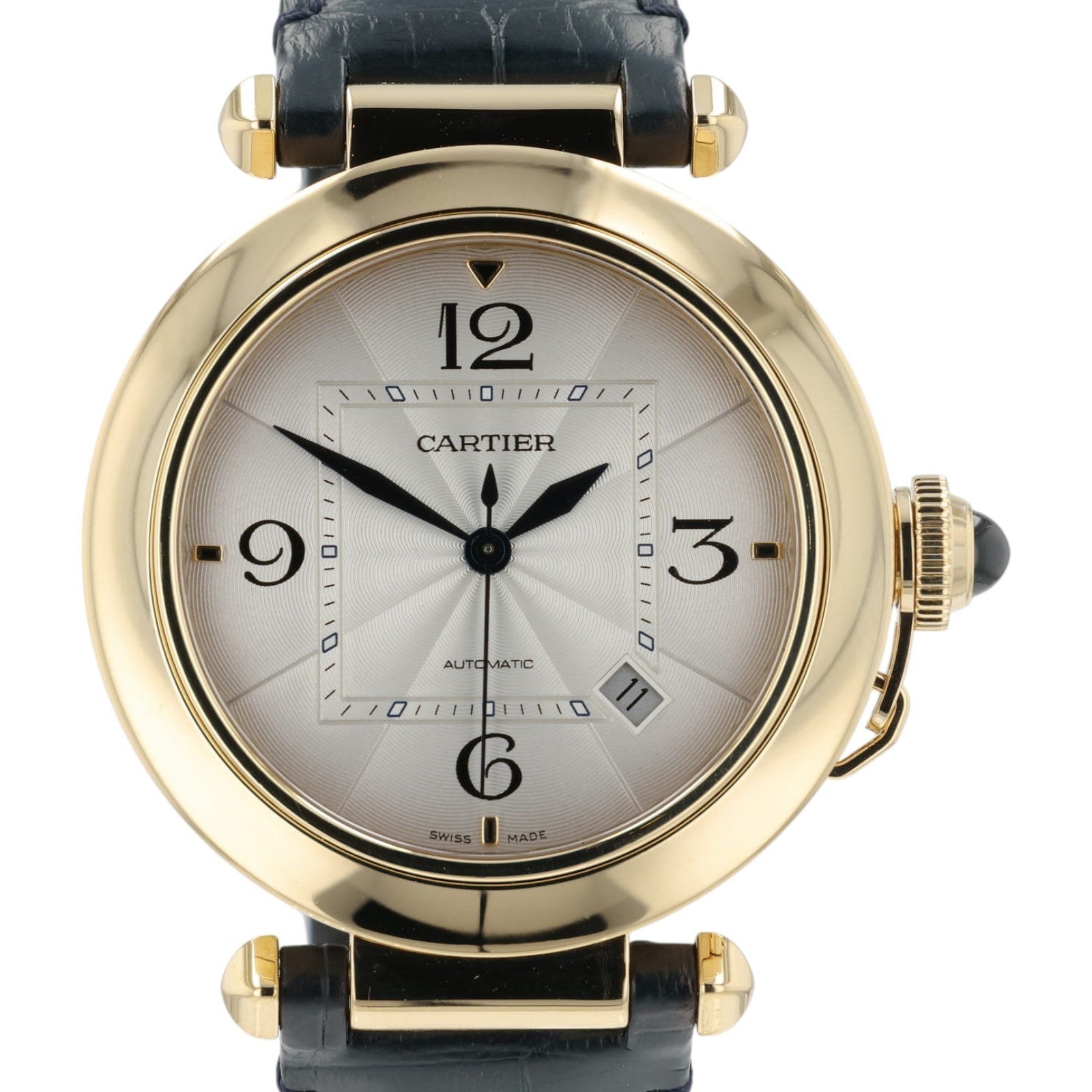Cartier Pasha Silver Color Dial 18k Yellow Gold 42mm Automatic Mens WGPA0007