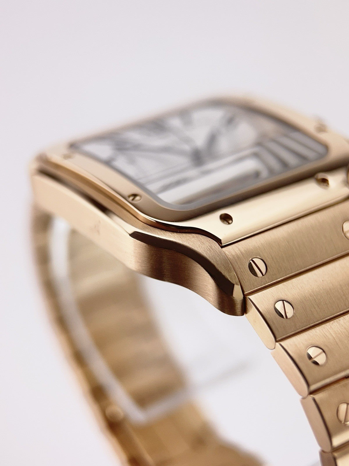 Cartier Santos 18k Rose Gold Silver Color Dial 40mm Automatic Mens WGSA0018