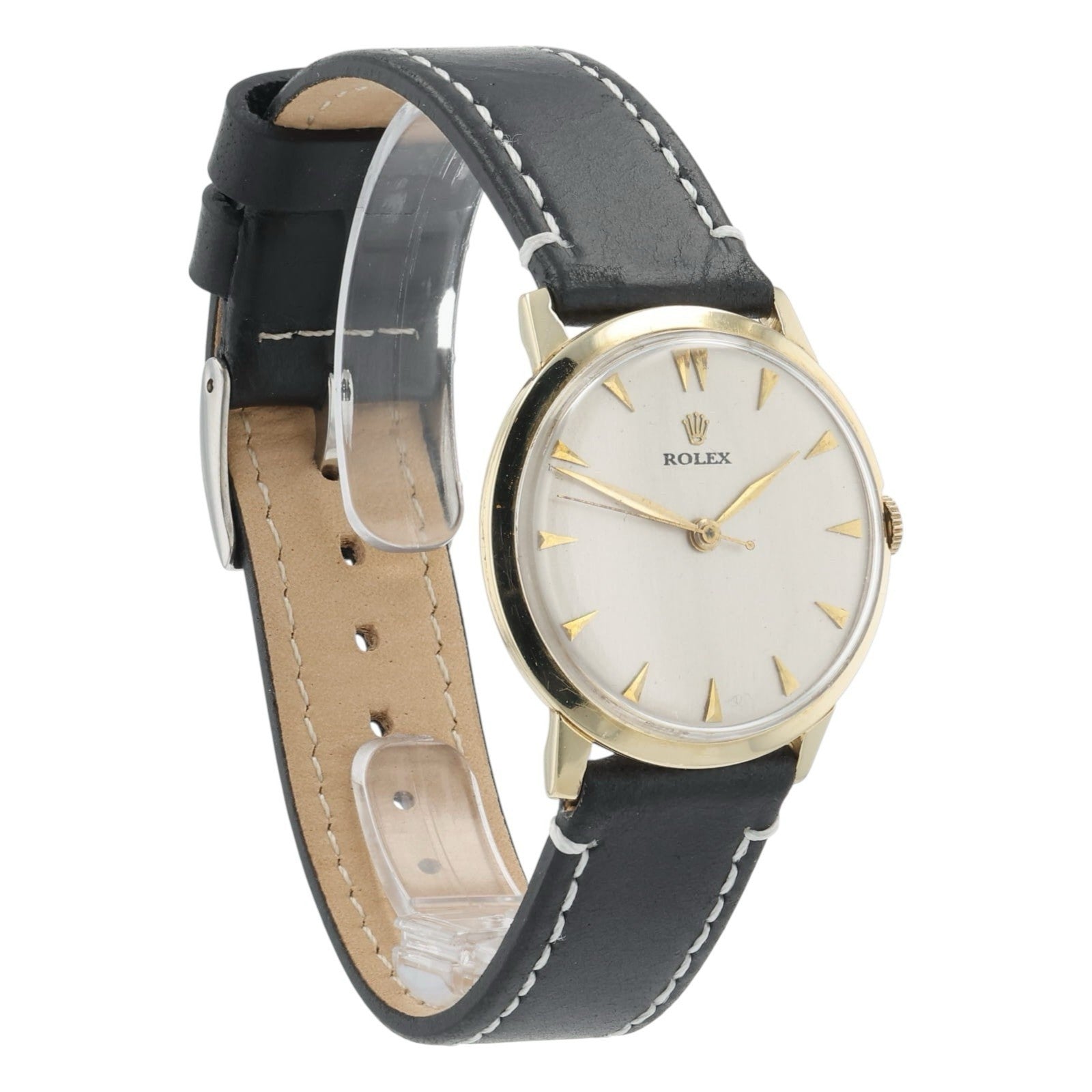 Rolex Vintage Silver Dial 14k Solid Gold 33mm Manual Wind Men’s Watch 3038