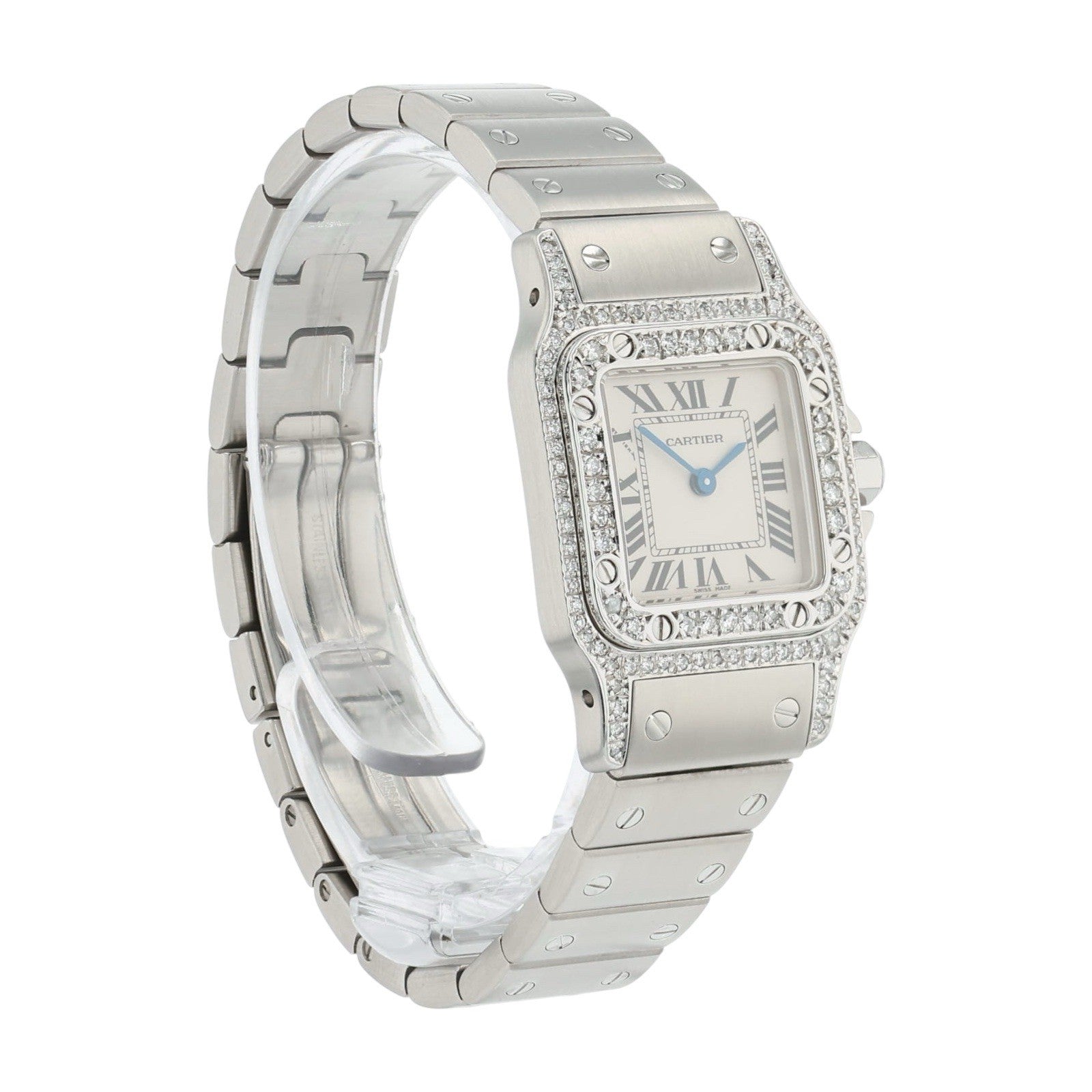 Cartier Santos White Dial Stainless Steel 24mm Quartz Women’s Watch W20056D6