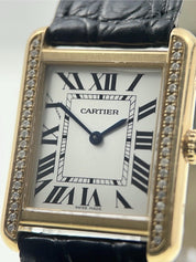 Cartier Tank Solo 24mm 18k Yellow Gold Diamond Bezel 2743