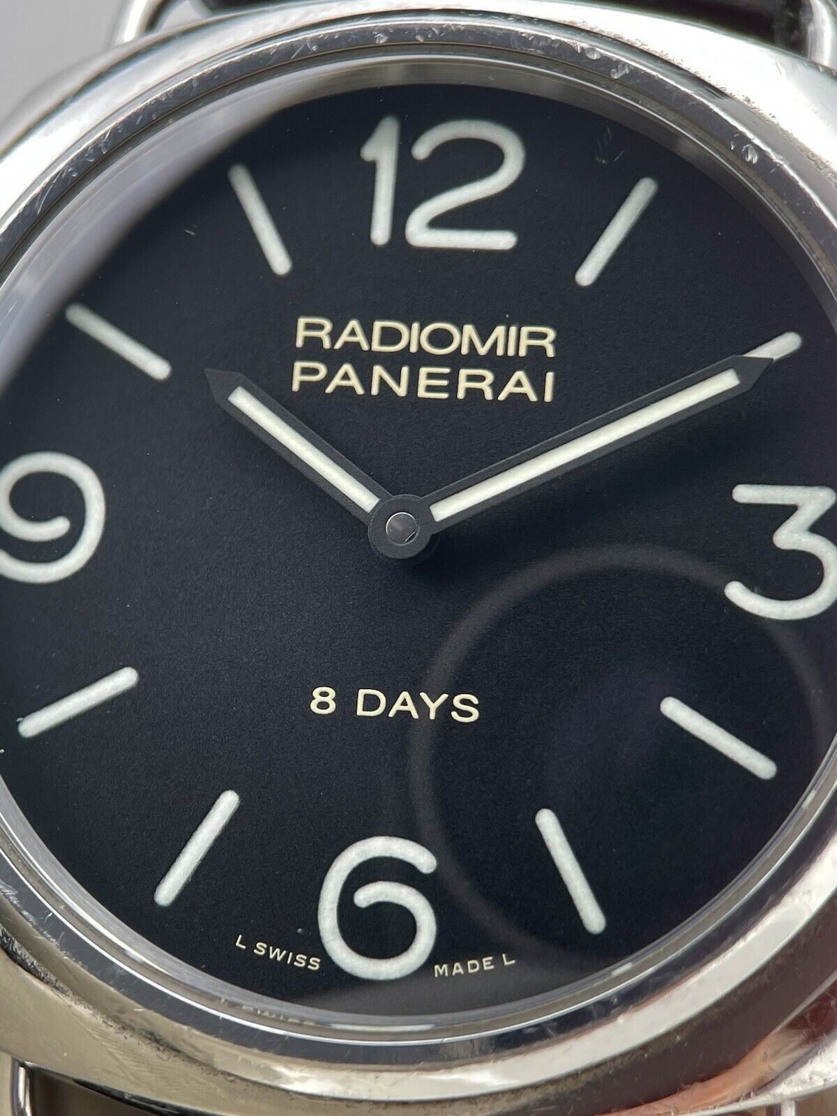 Panerai Radiomir 8 Days Stainless Steel Black Dial Hand Wind Mens