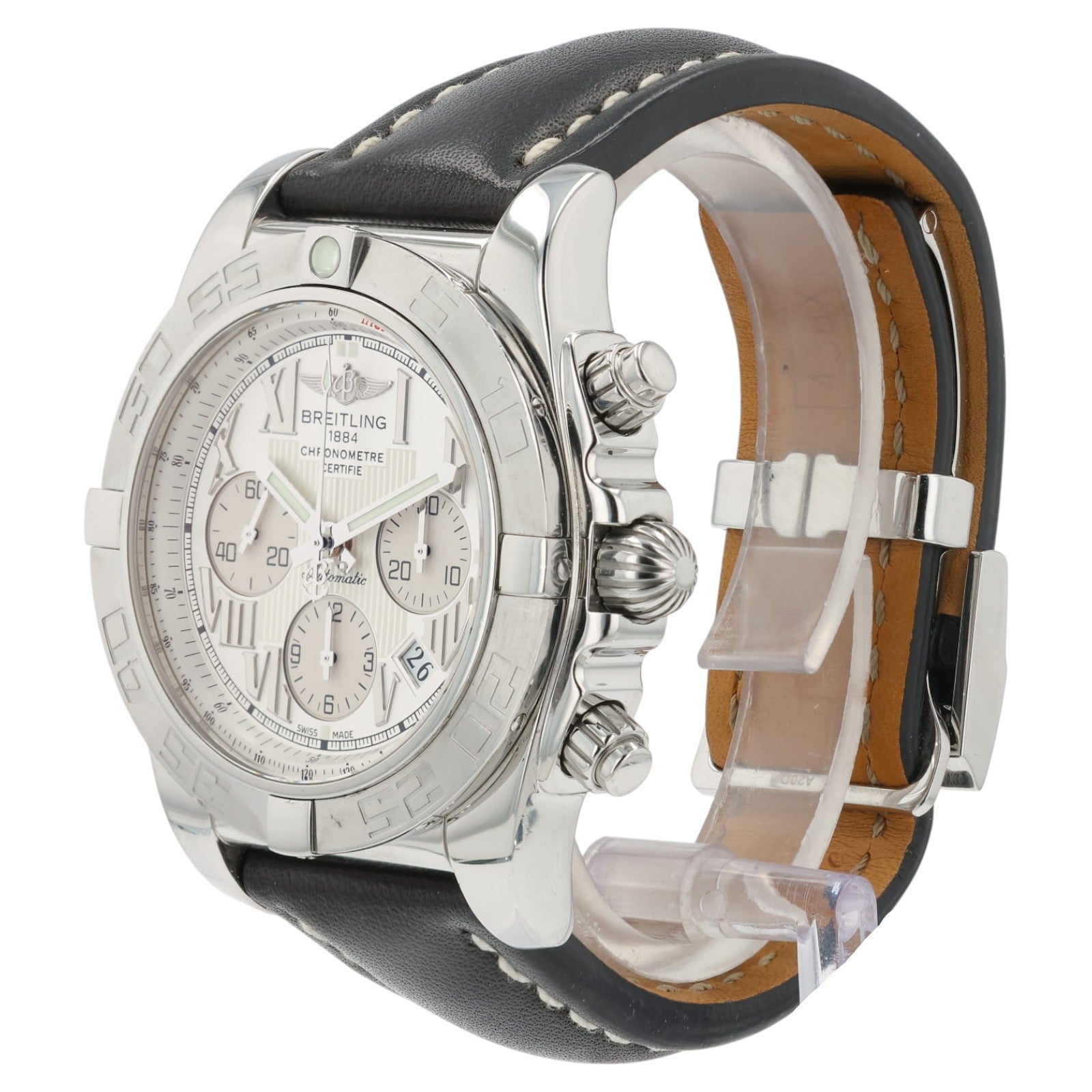 Breitling Chronomat Silver Dial Stainless Steel 44mm Automatic Mens Watch AB0110