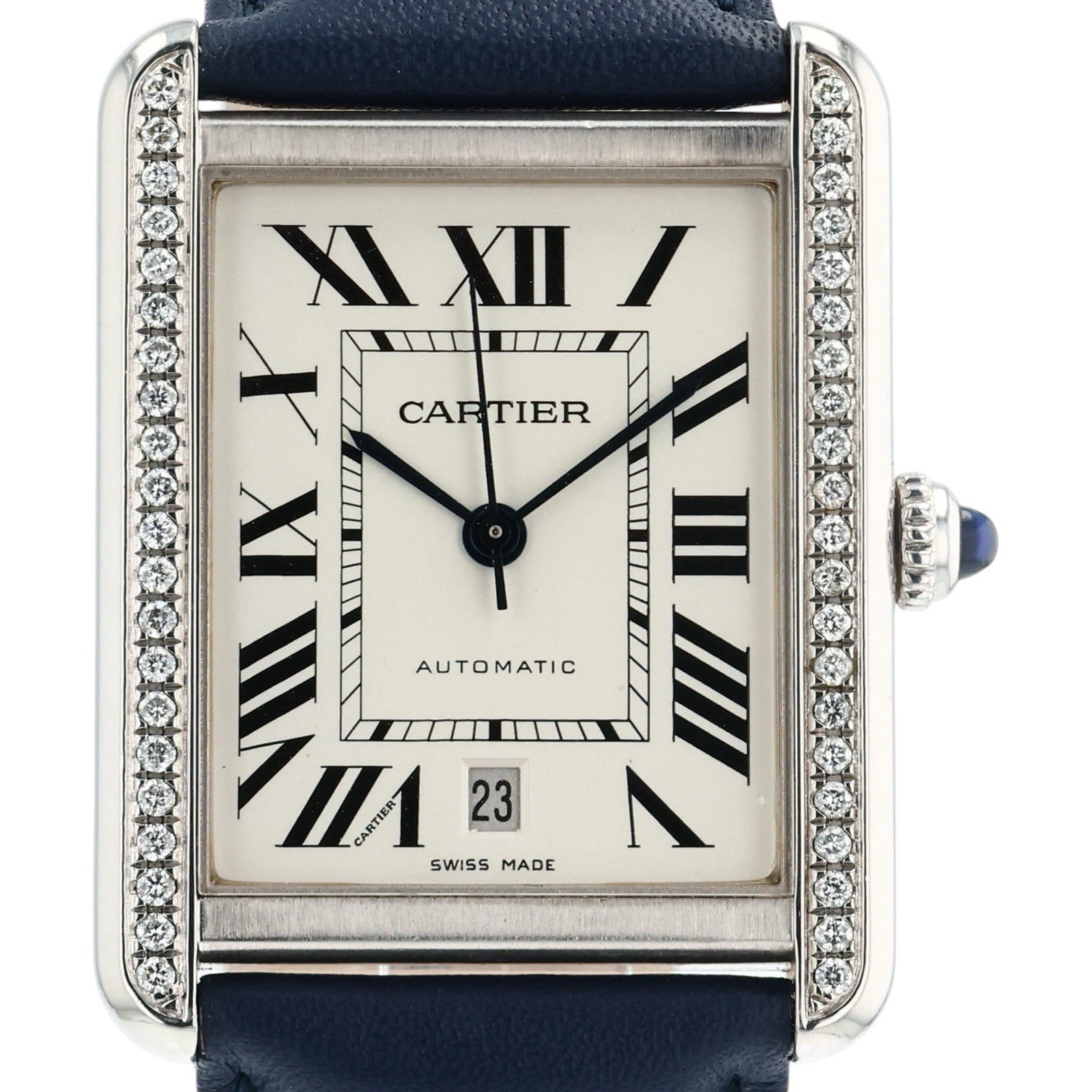 Cartier Tank Solo Stainless Steel Silver Dial 31mm Automatic Mens Watch W5200028