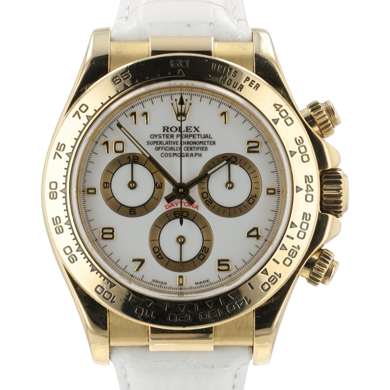 Rolex Daytona White Dial 18k Yellow Gold 40mm Automatic Mens Watch 116518