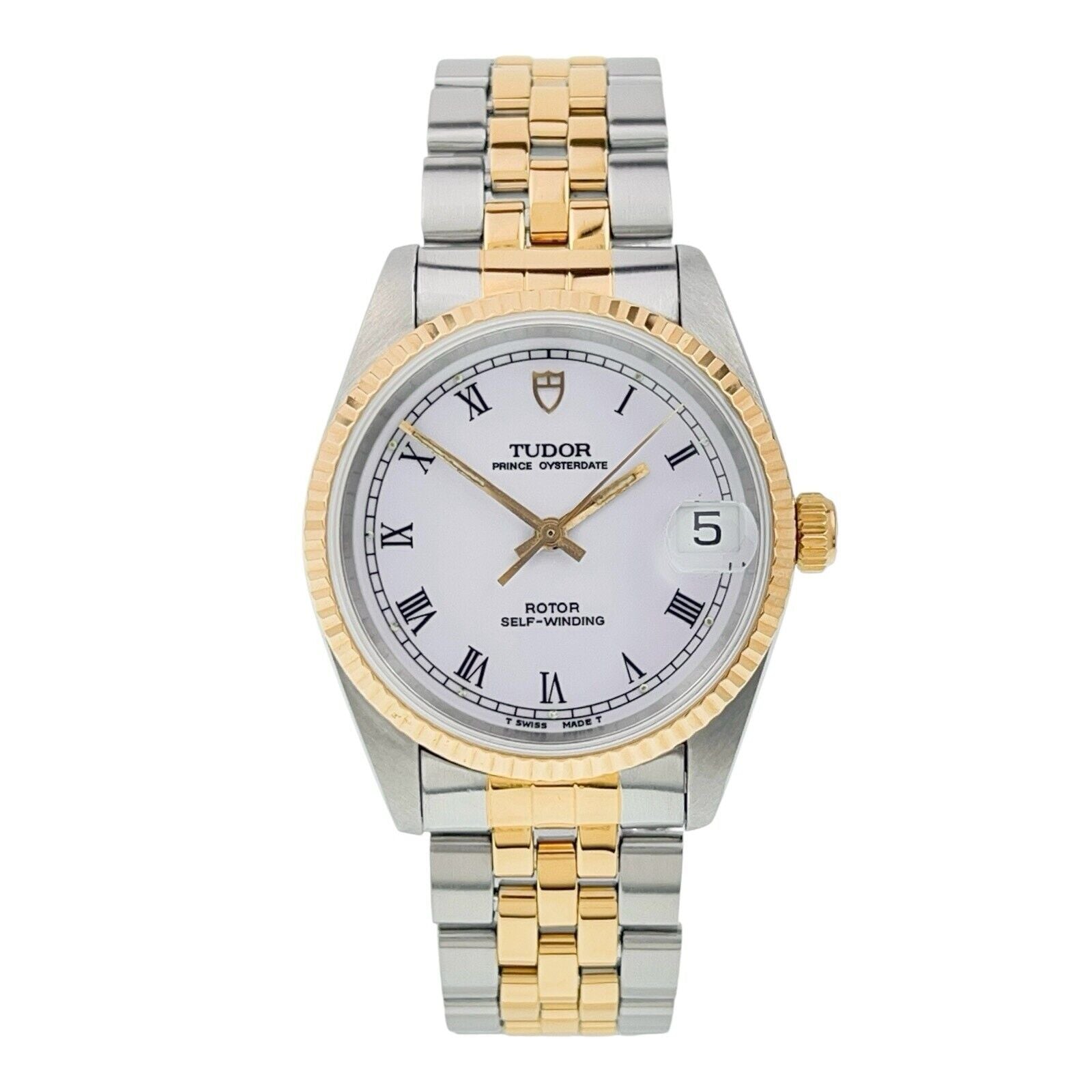 Tudor Prince Oysterdate Steel & Gold White Dial 32mm Automatic Men’s Watch 72033