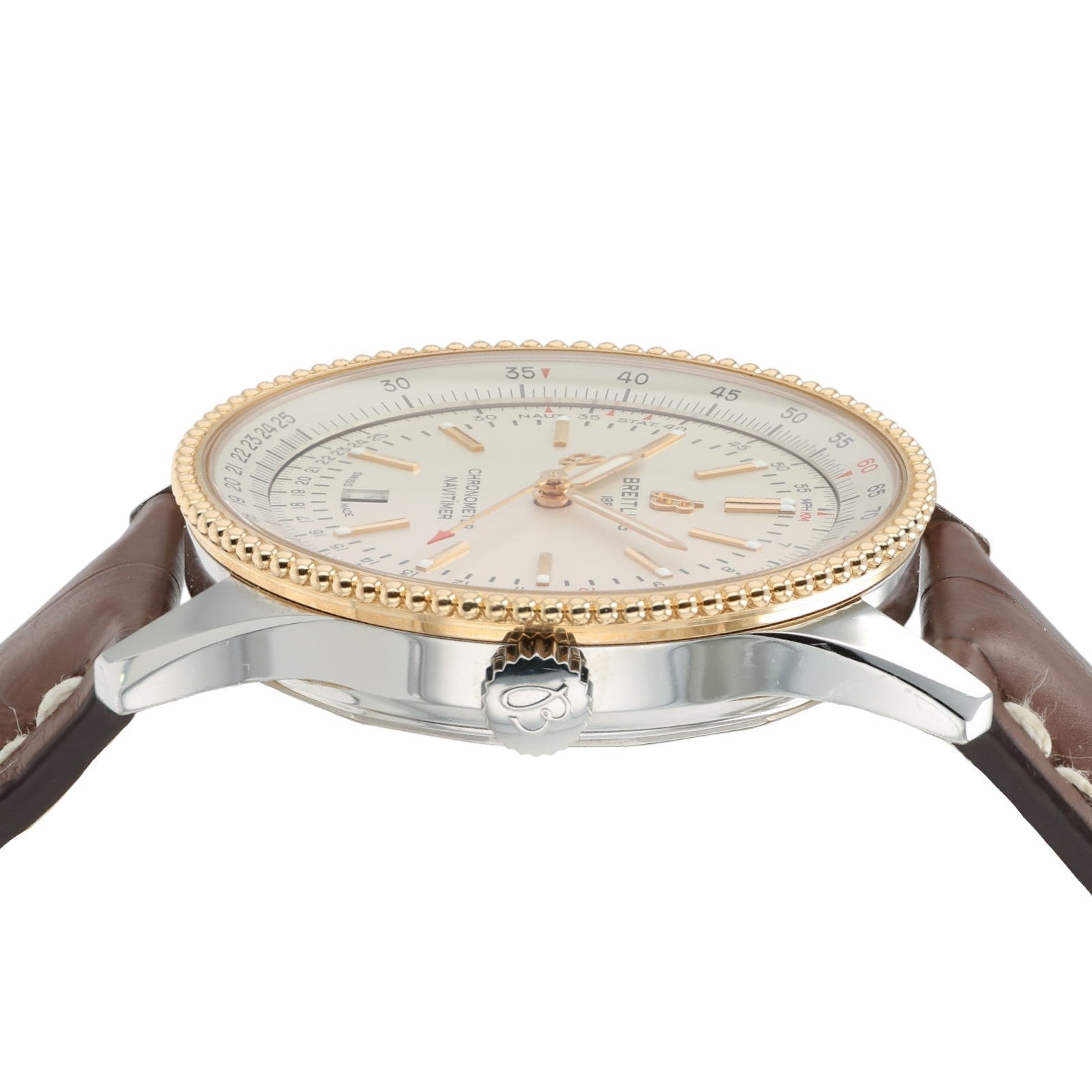 Breitling Navitimer Silver Dial 18k Rose Gold 41mm Automatic Mens Watch U17326