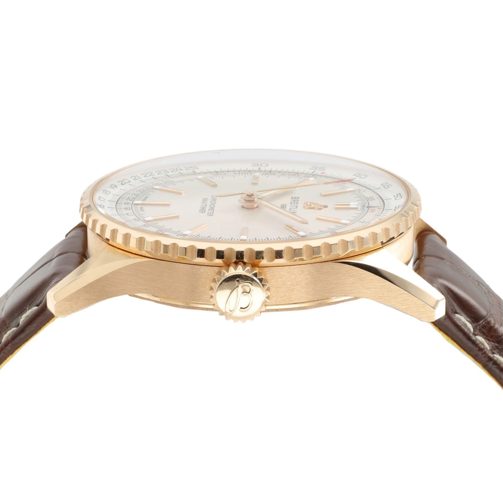 Breitling Navitimer Automatic Silver Dial 18k Rose Gold 41mm Automatic R17329