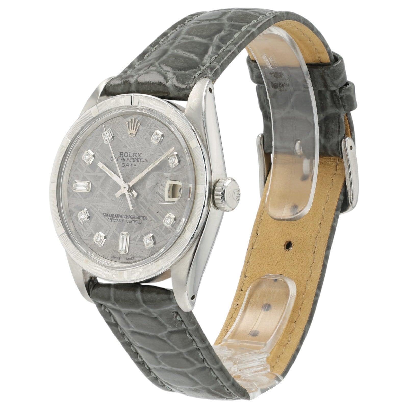 Rolex Oyster Perpetual Date Gray Dial Steel 34mm Auto Unisex Watch 1501