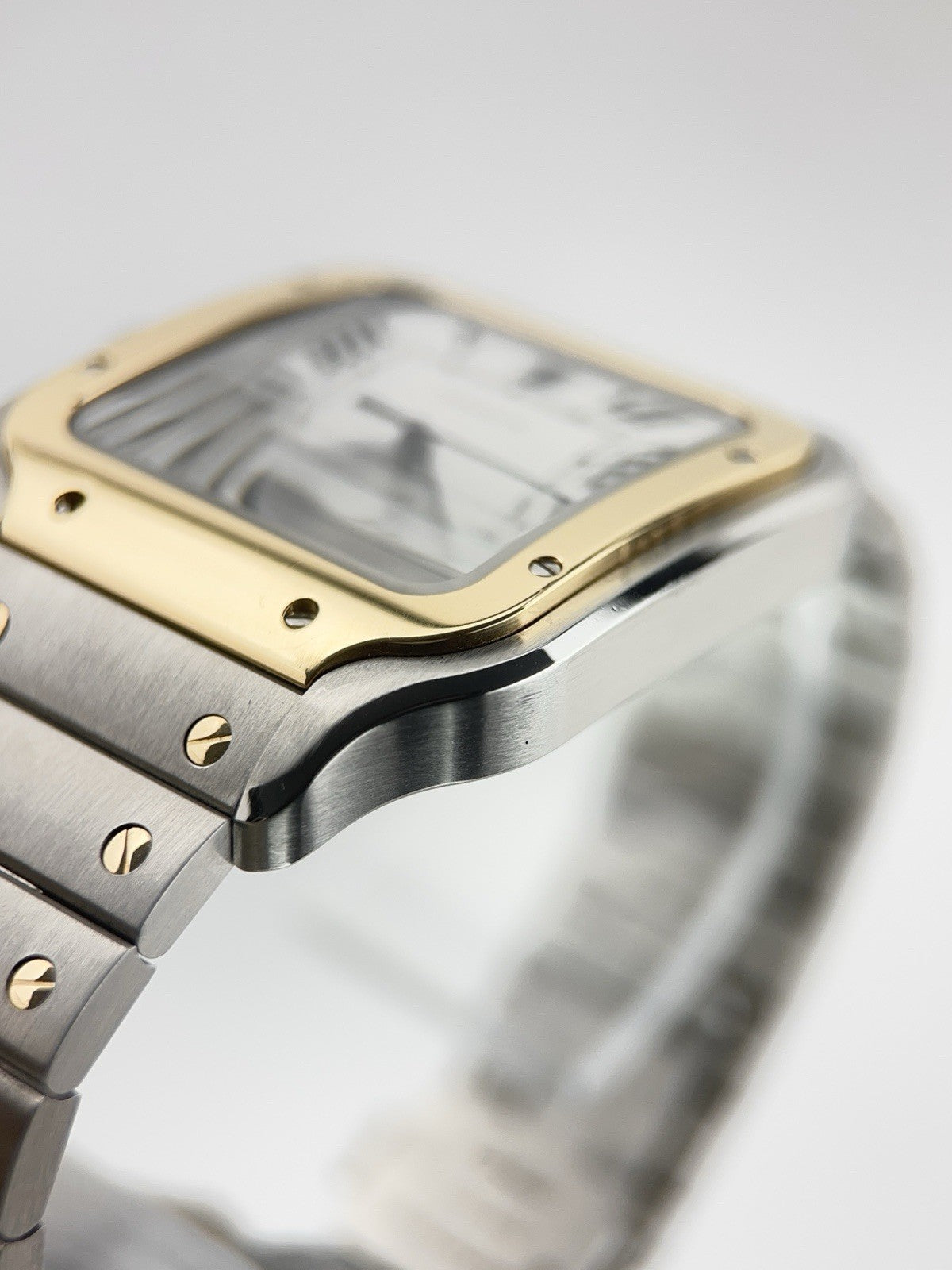 Cartier Santos Gold & Steel Silver Dial 39mm Automatic Mens Watch W2SA0009