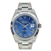 NEW Rolex DateJust 41 Azzurro Blue Roman Steel Oyster Watch 126300 - Box/Papers