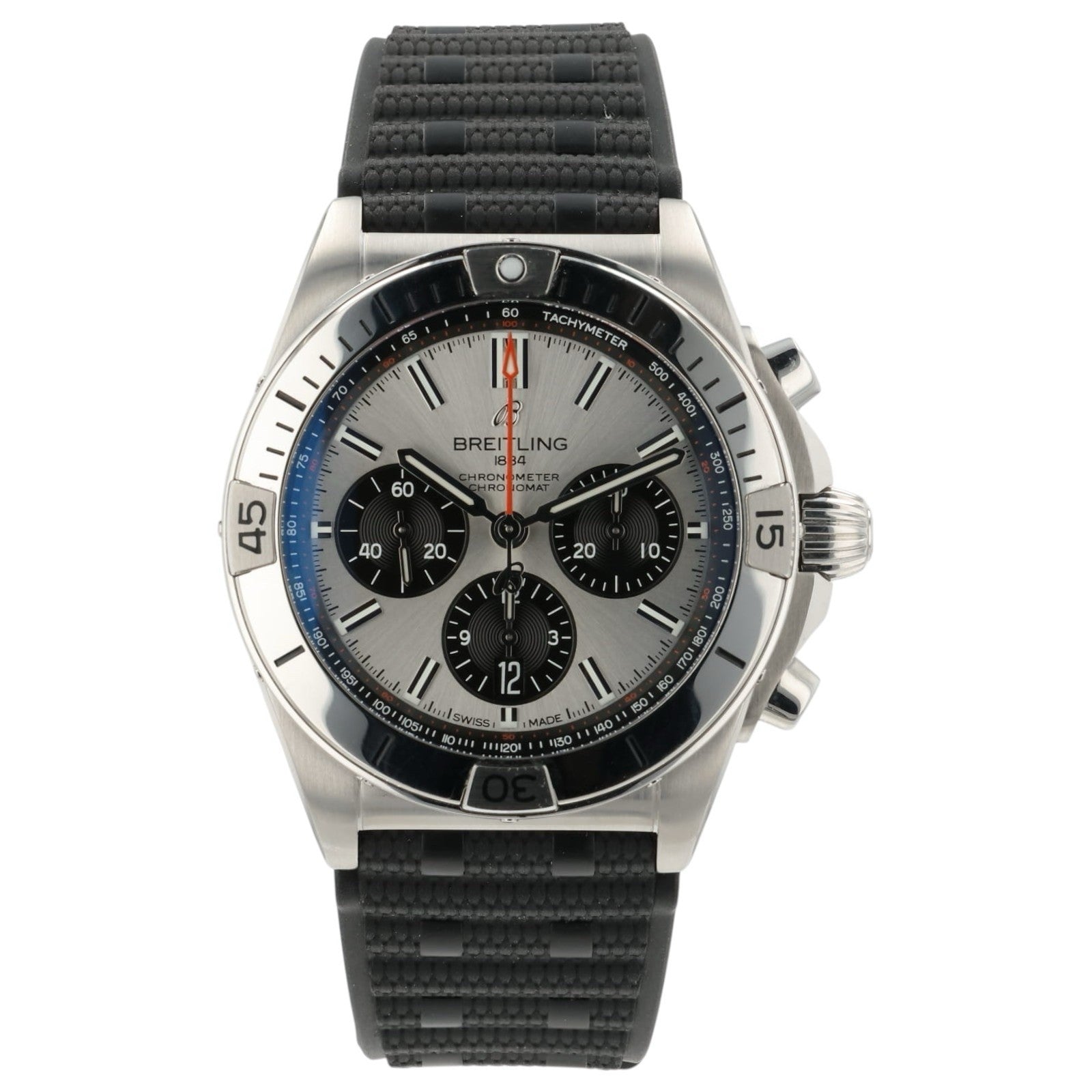 Breitling Chronomat Silver Dial Stainless Steel 42mm Automatic Mens Watch AB0134