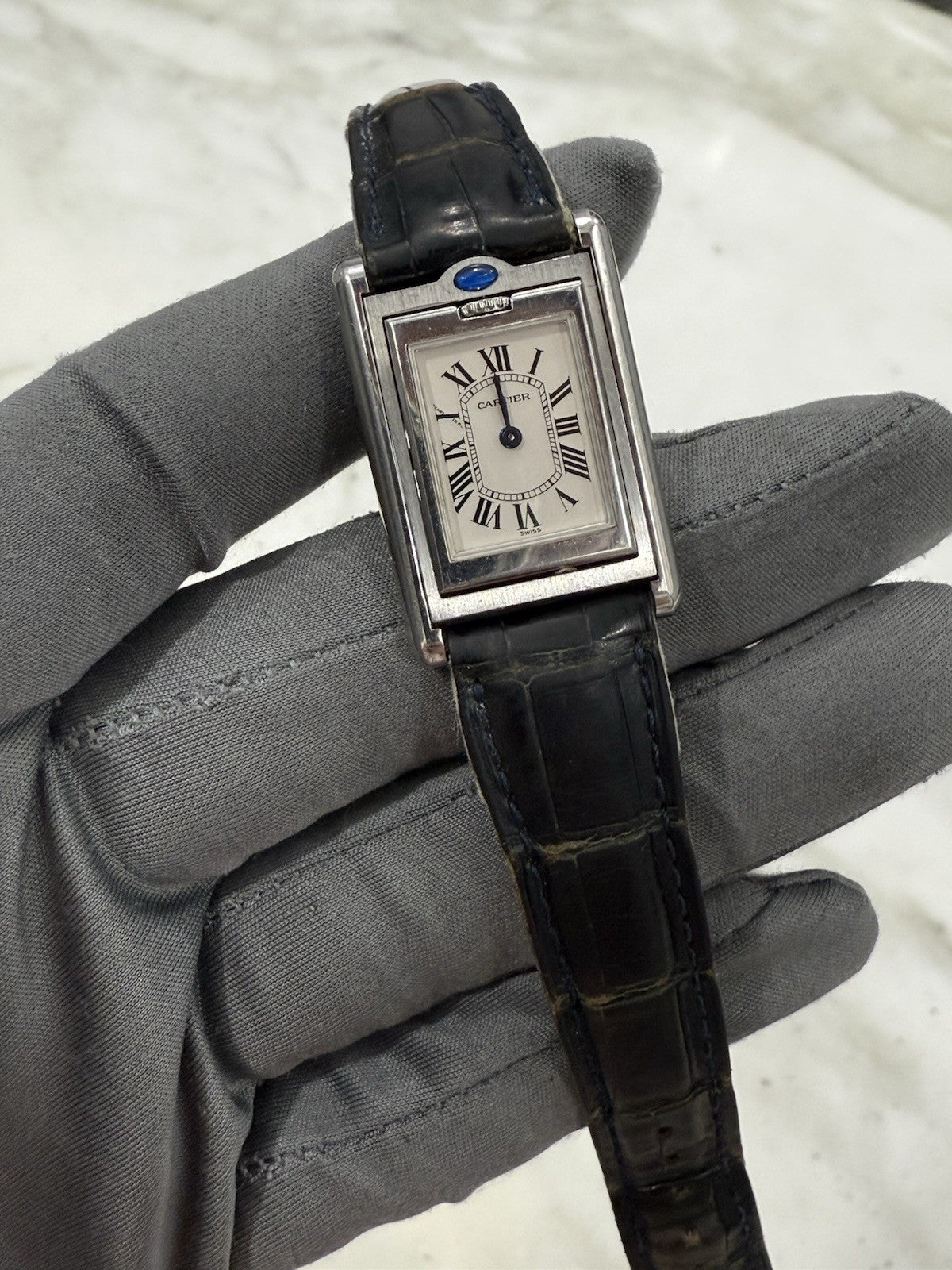 Cartier Tank Basculante Small 25 x 22mm Quartz Steel W1011158 Selling As-Is