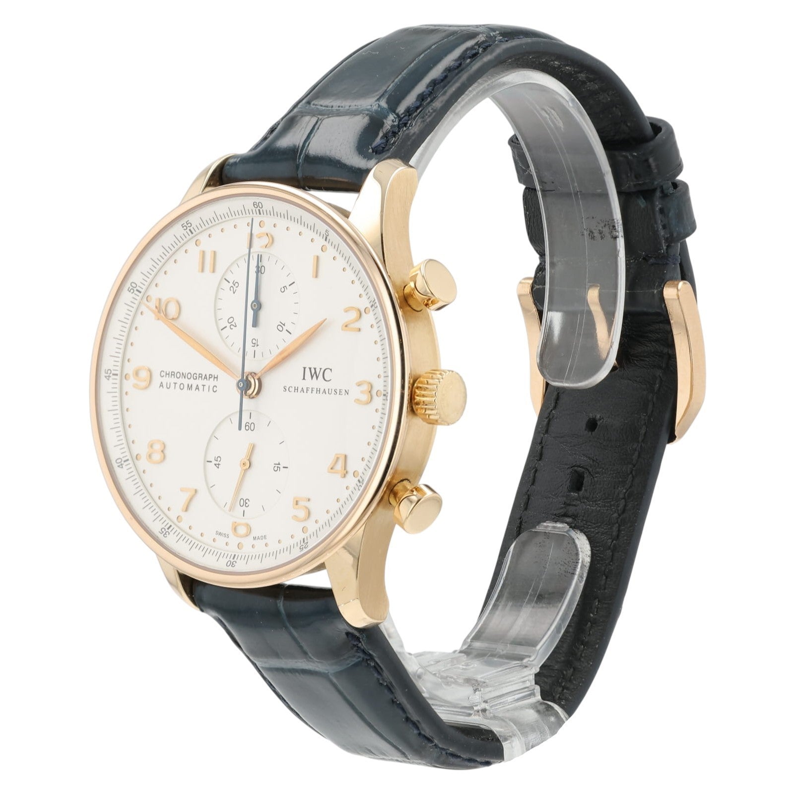IWC Portuguieser Chrono White Dial 18k Rose Gold 40.9mm Automatic Mens IW371480