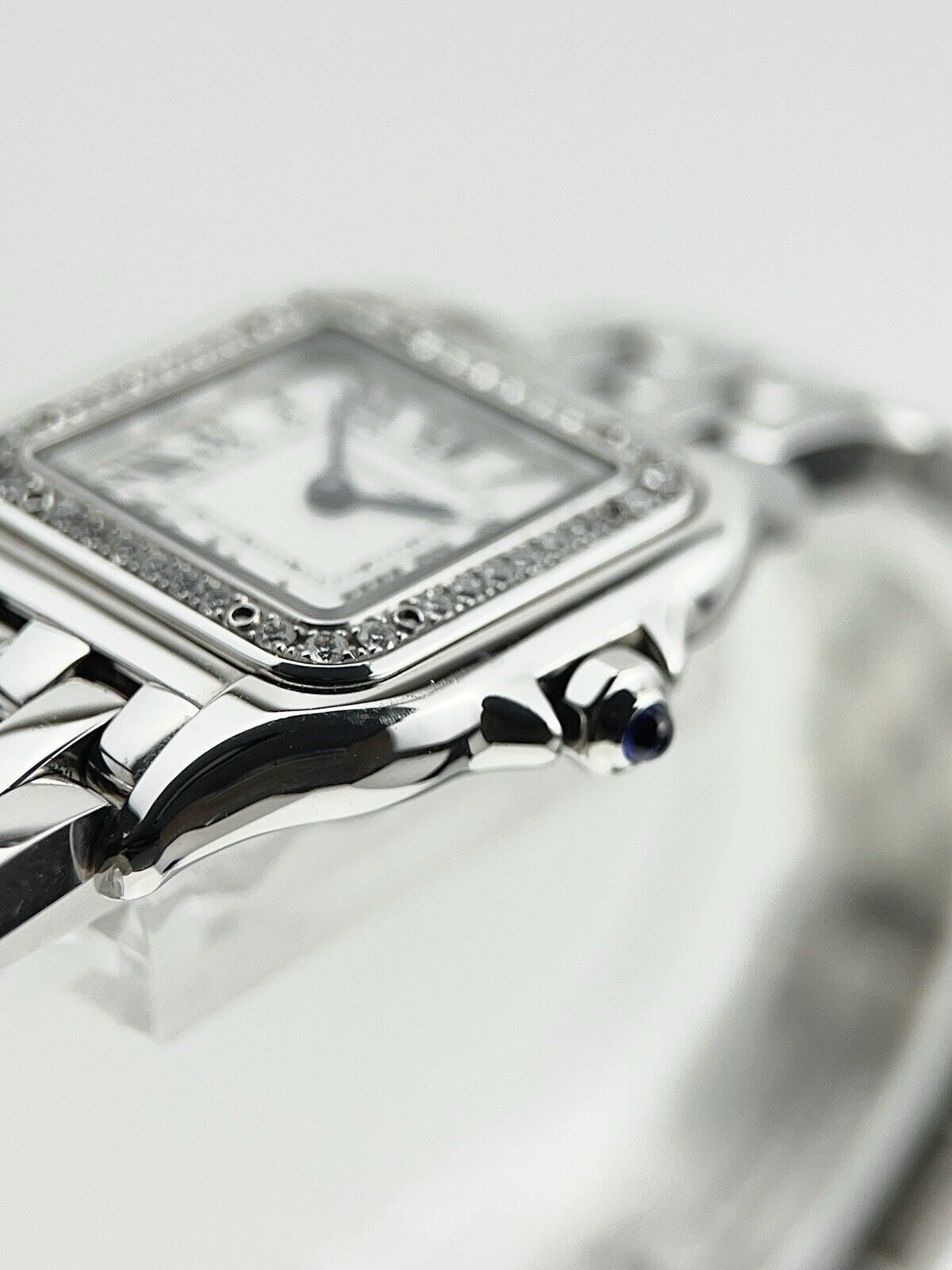 Cartier Panthere Stainless Steel 22mm Quartz Watch Diamond Bezel W4PN0007