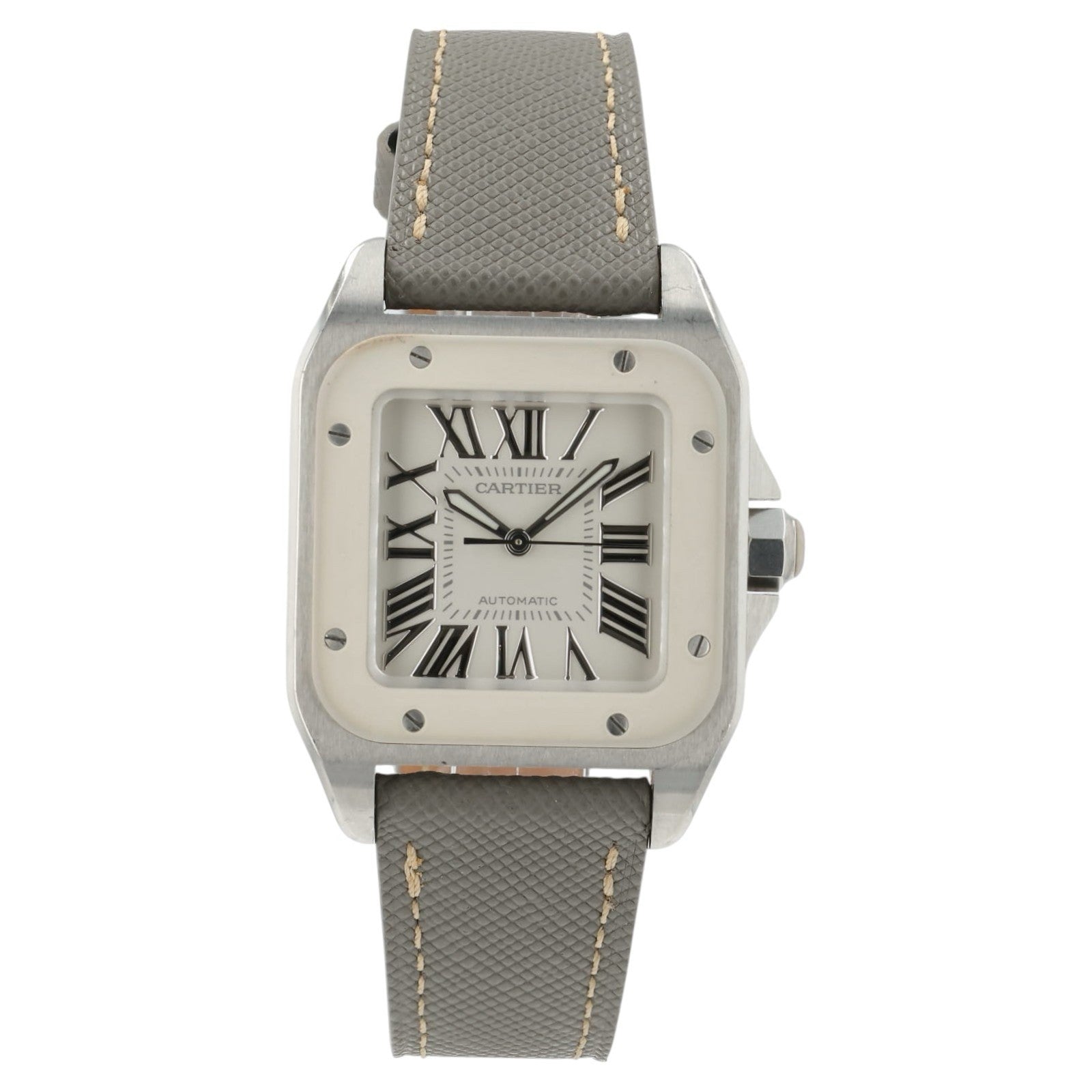Cartier Santos 100 White Dial Stainless Steel 33x44mm Auto Watch W20129U2