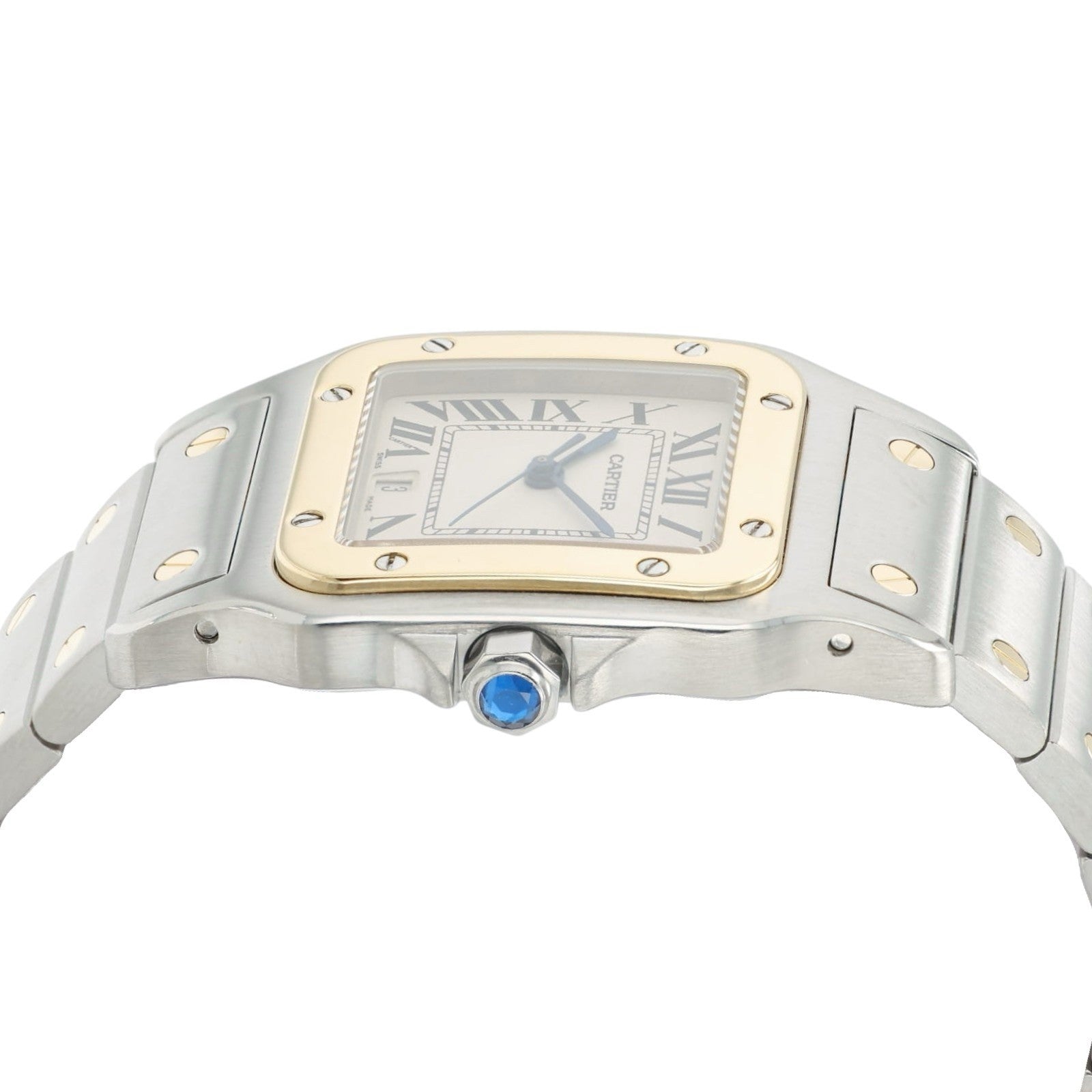Cartier Santos Galbee Silver Dial Gold & Steel 29mm Quartz Unisex Watch 1566