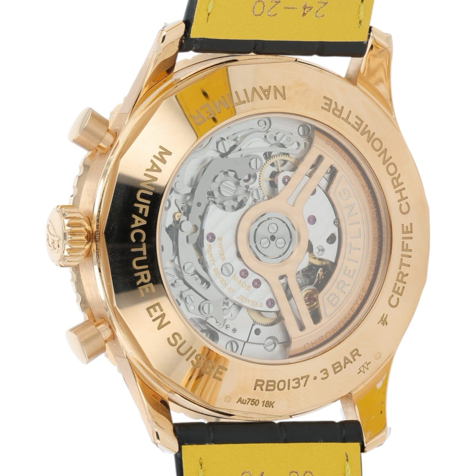 Breitling Navitimer Green Dial 18k Red Gold 46mm Automatic Mens Watch RB0137