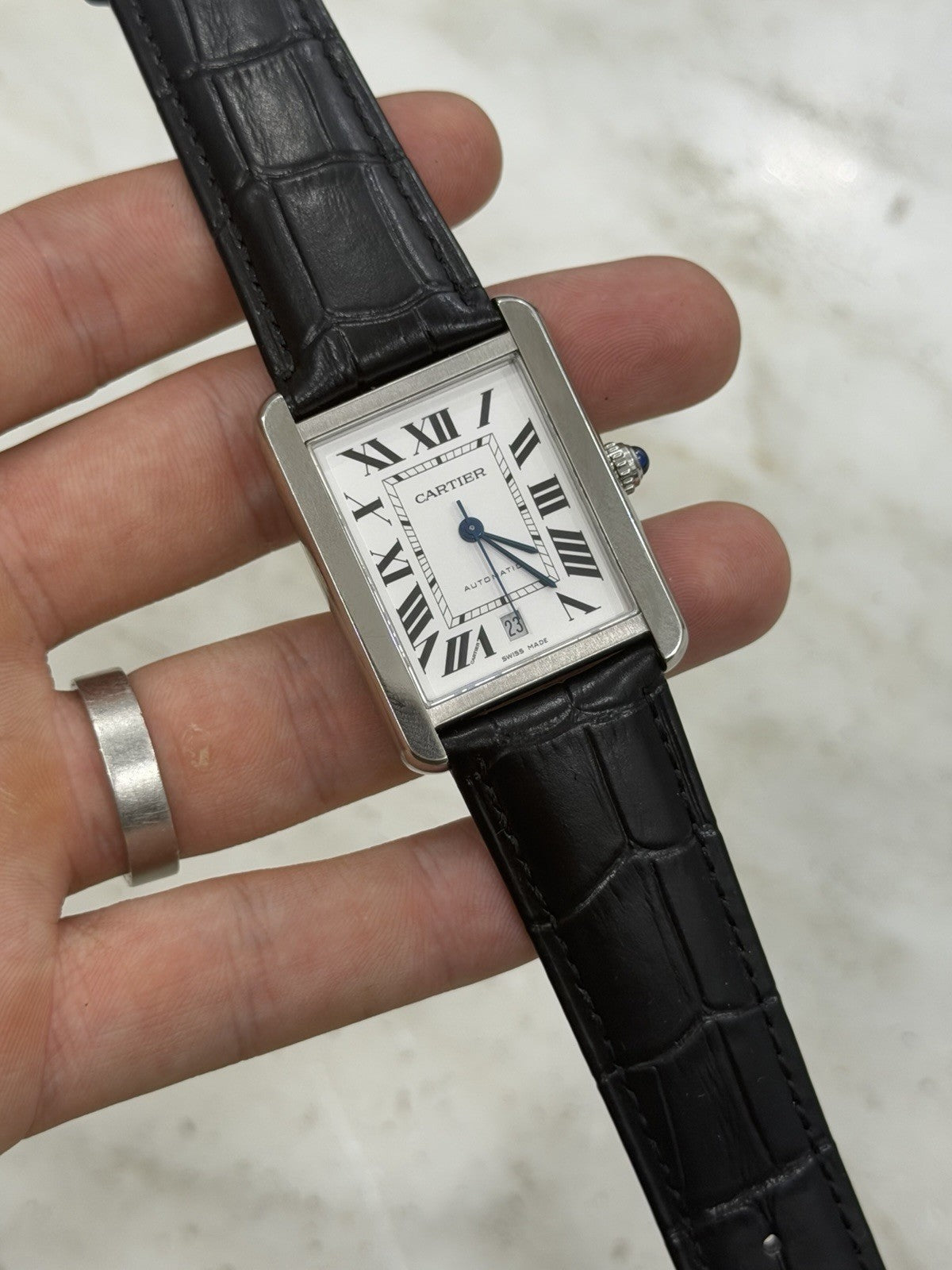 Cartier Tank XL Silver Dial Stainless Steel 31mm Automatic Mens Watch W5200027
