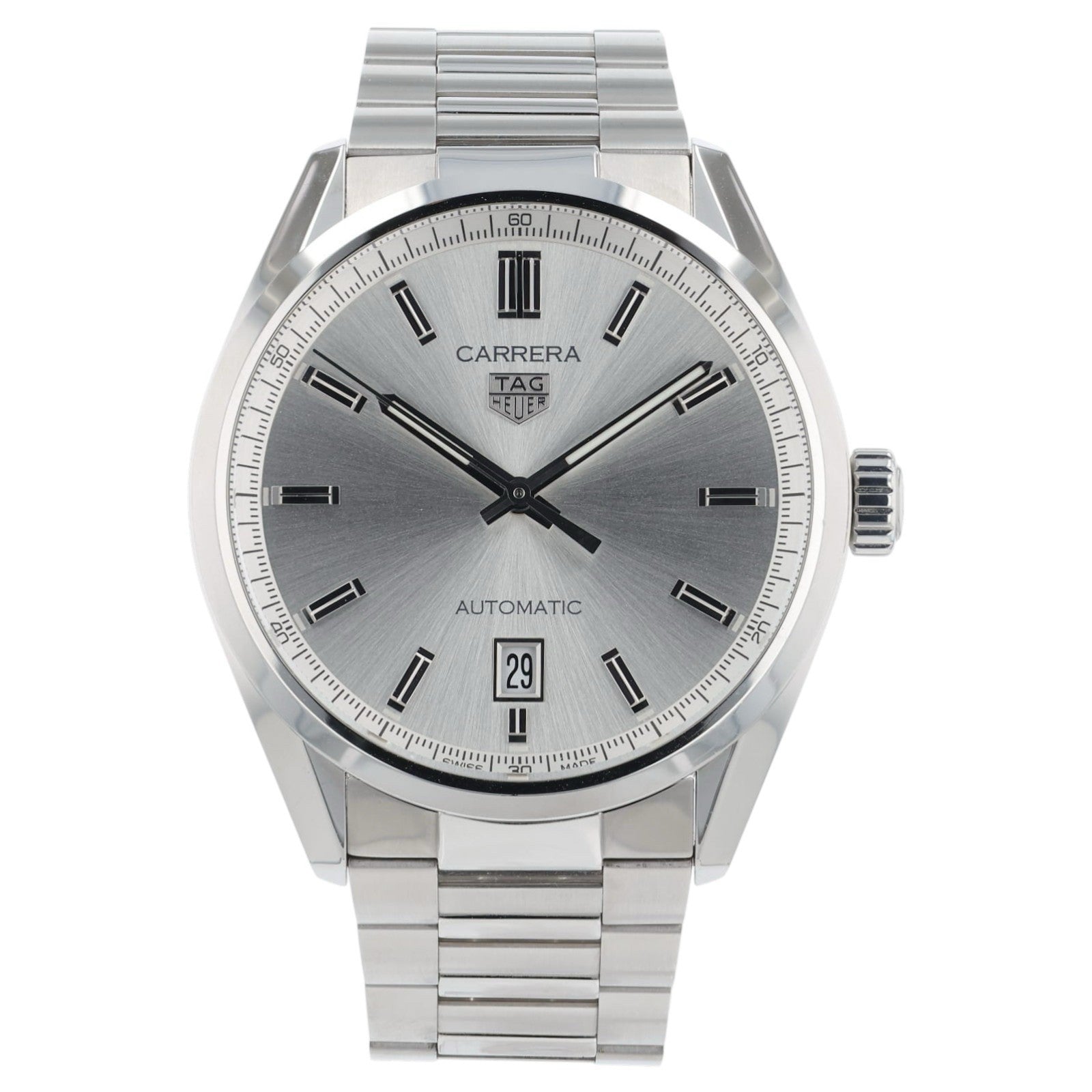 Tag Heuer Carrera Silver Dial Stainless Steel 39mm Automatic Mens Watch WBN2111