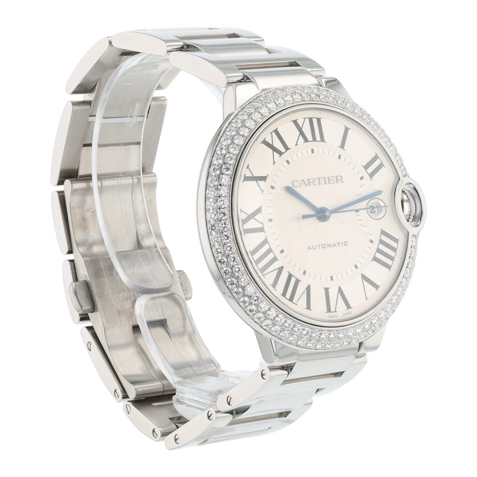 Cartier Ballon Bleu Stainless Steel Silver Dial 42mm Automatic Mens W69012Z4