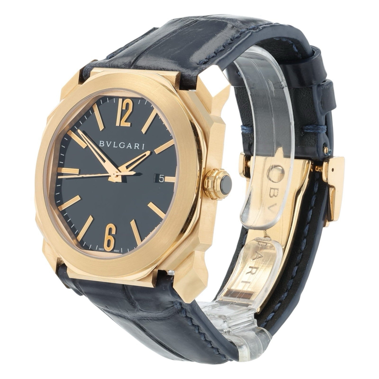 Bulgari Octo 18k Rose Gold Black Dial 41mm Automatic Mens Watch BGO P 41 G