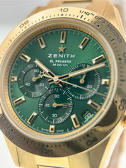 Zenith Chronomaster Sport 18k Yellow Gold Green Dial 41mm Automatic 30.3100.3600