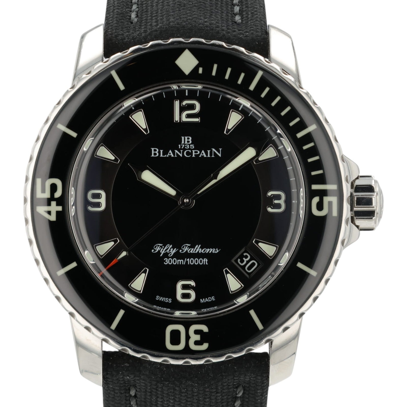 Blancpain Fifty Fathoms Black Dial Steel 45mm Automatic Mens Watch 5015-1130-52A