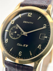 Zenith Elite 18k Gold Black Dial 37mm Manual Wind Men’s Watch 30 0125 650