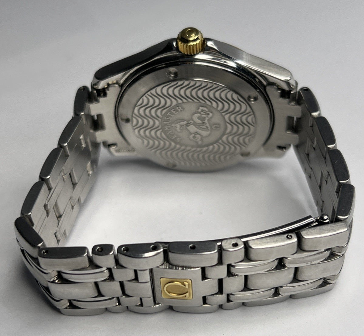 Omega 168.1501 Seamaster 18K Gold Bezel & Steel Quartz 36mm Bracelet Watch