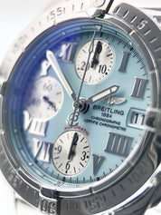 Breitling Chrono Cockpit Steel Light Blue Dial 39mm Automatic Mens Watch A13358