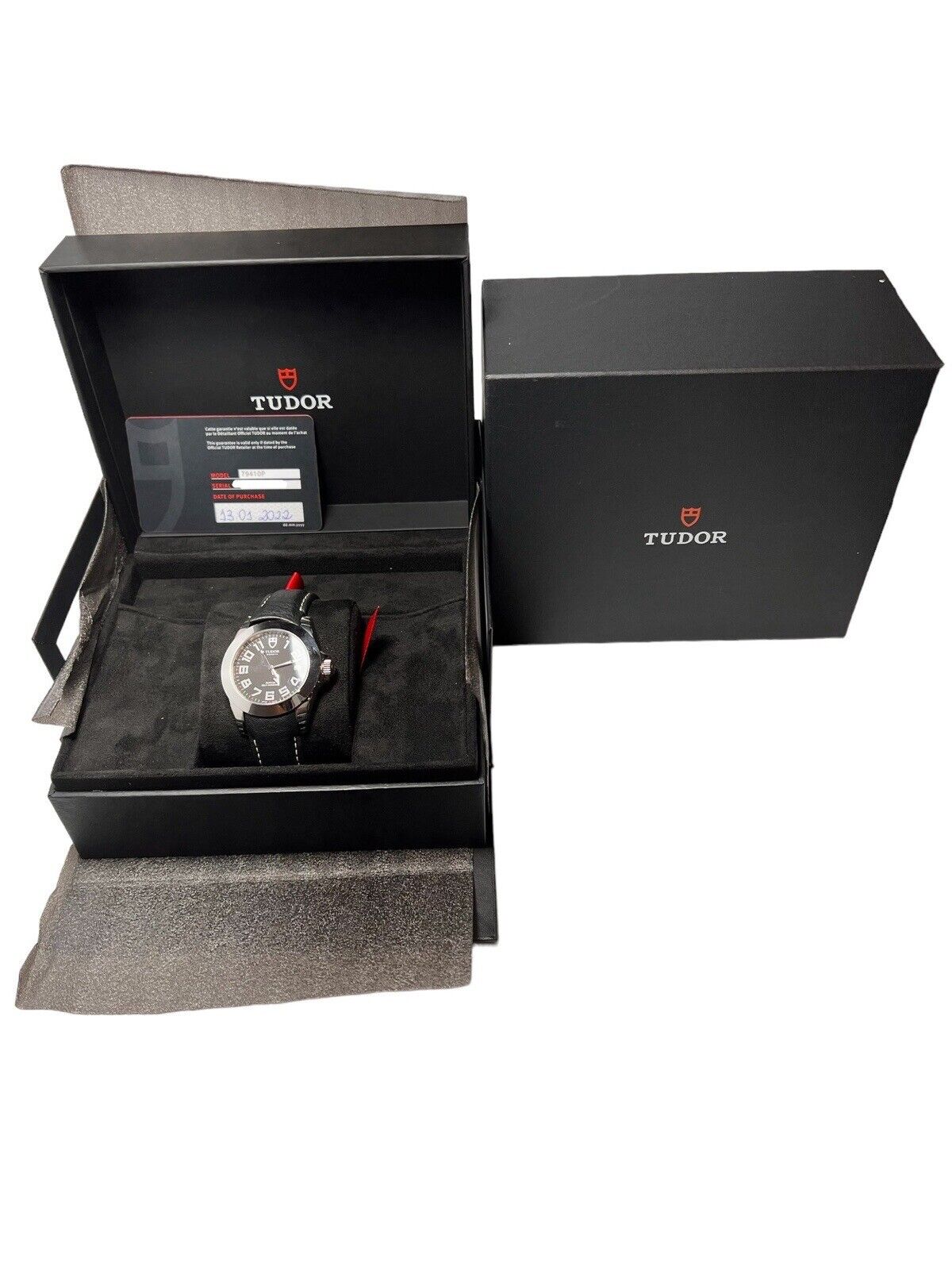 Tudor Prince Date 39mm Automatic Stainless  Black Dial  79410P - Box And Papers