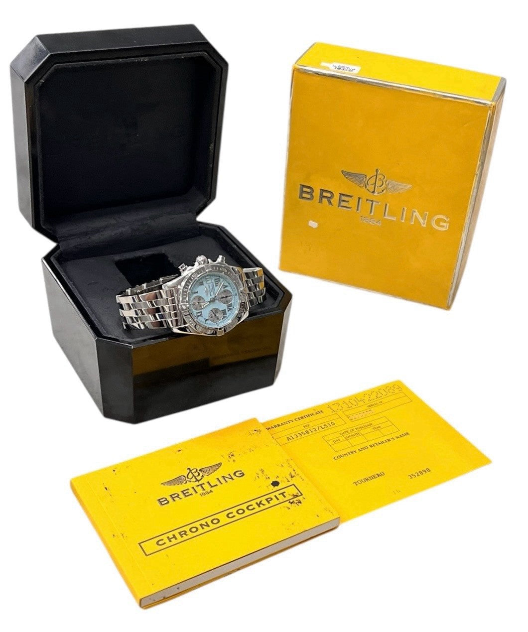 Breitling Chrono Cockpit Steel Light Blue Dial 39mm Automatic Mens Watch A13358