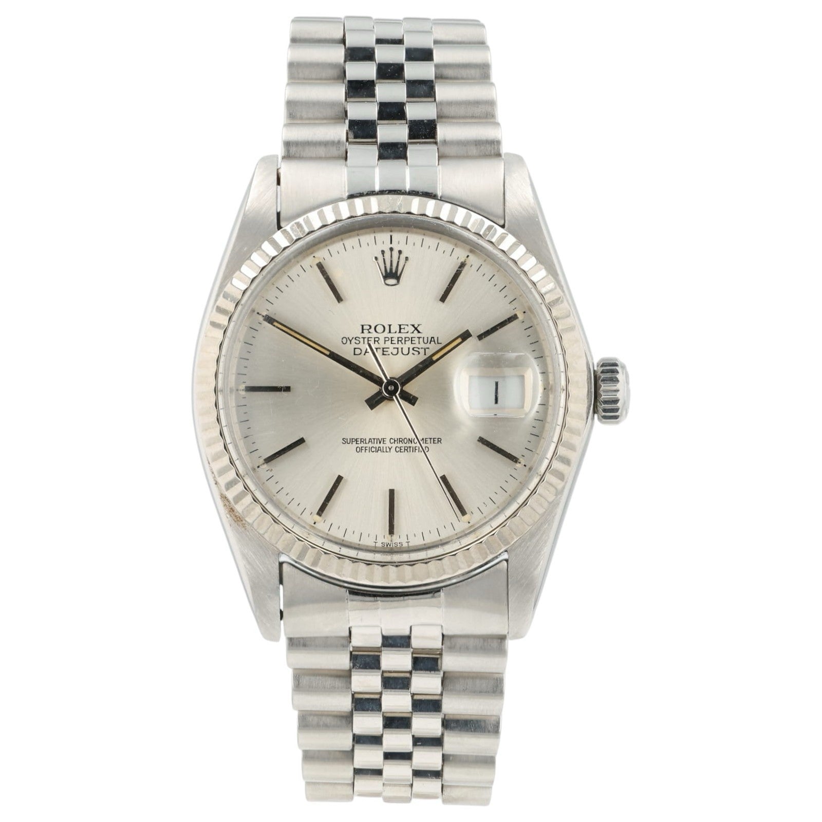 Rolex Datejust Silver Dial Stainless Steel 36mm Automatic Men’s Watch 16014