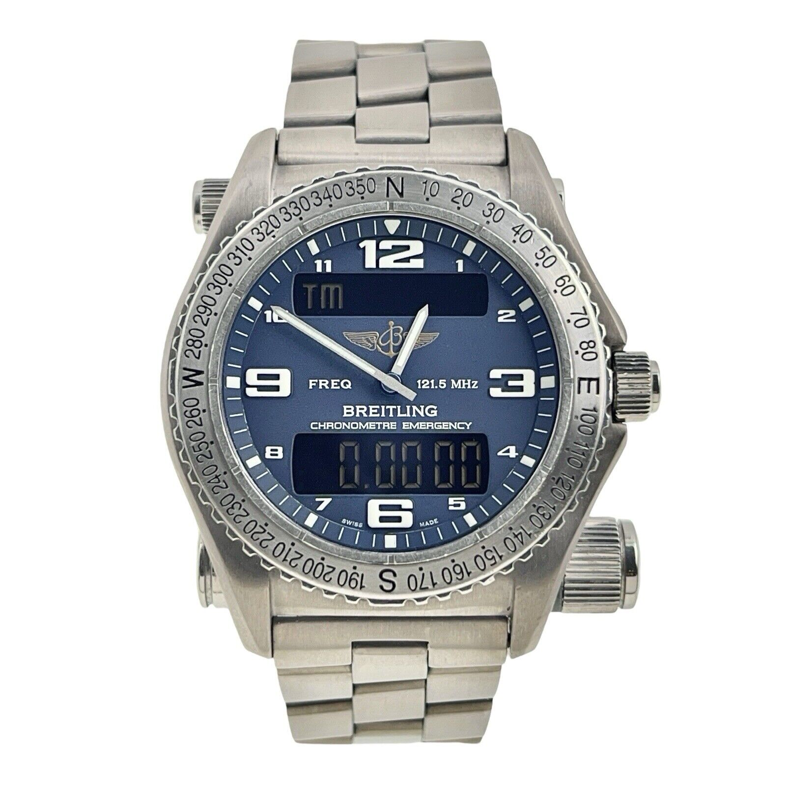 Breitling Emergency Chronograph Blue Titanium Quartz 43mm E76321 Watch