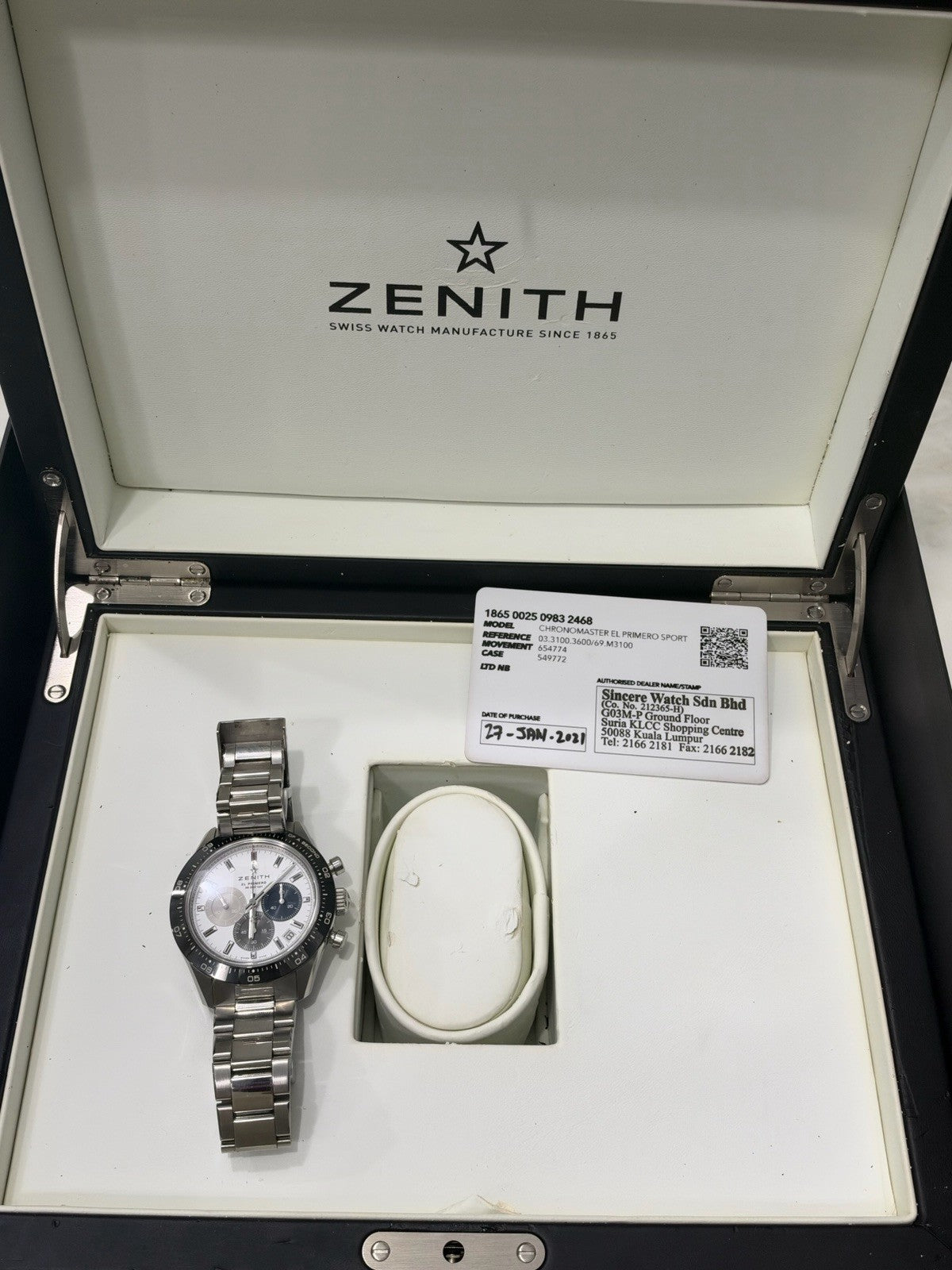 2021 Zenith Chronomaster Sport Steel White Dial 41mm Automatic 03.3100.3600/69