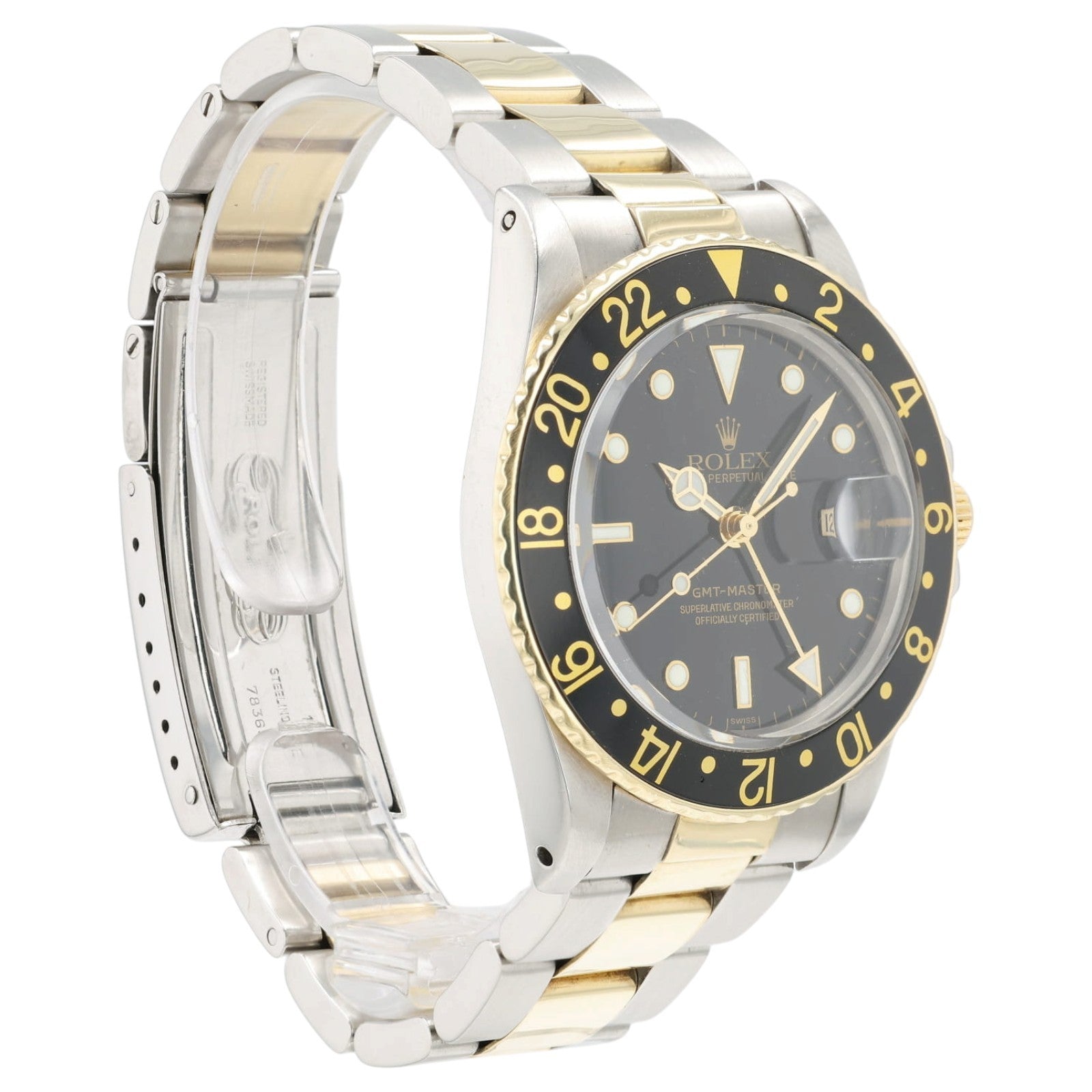 Rolex GMT Master Black Dial Gold & Steel 40mm Automatic Men's Watch 16713