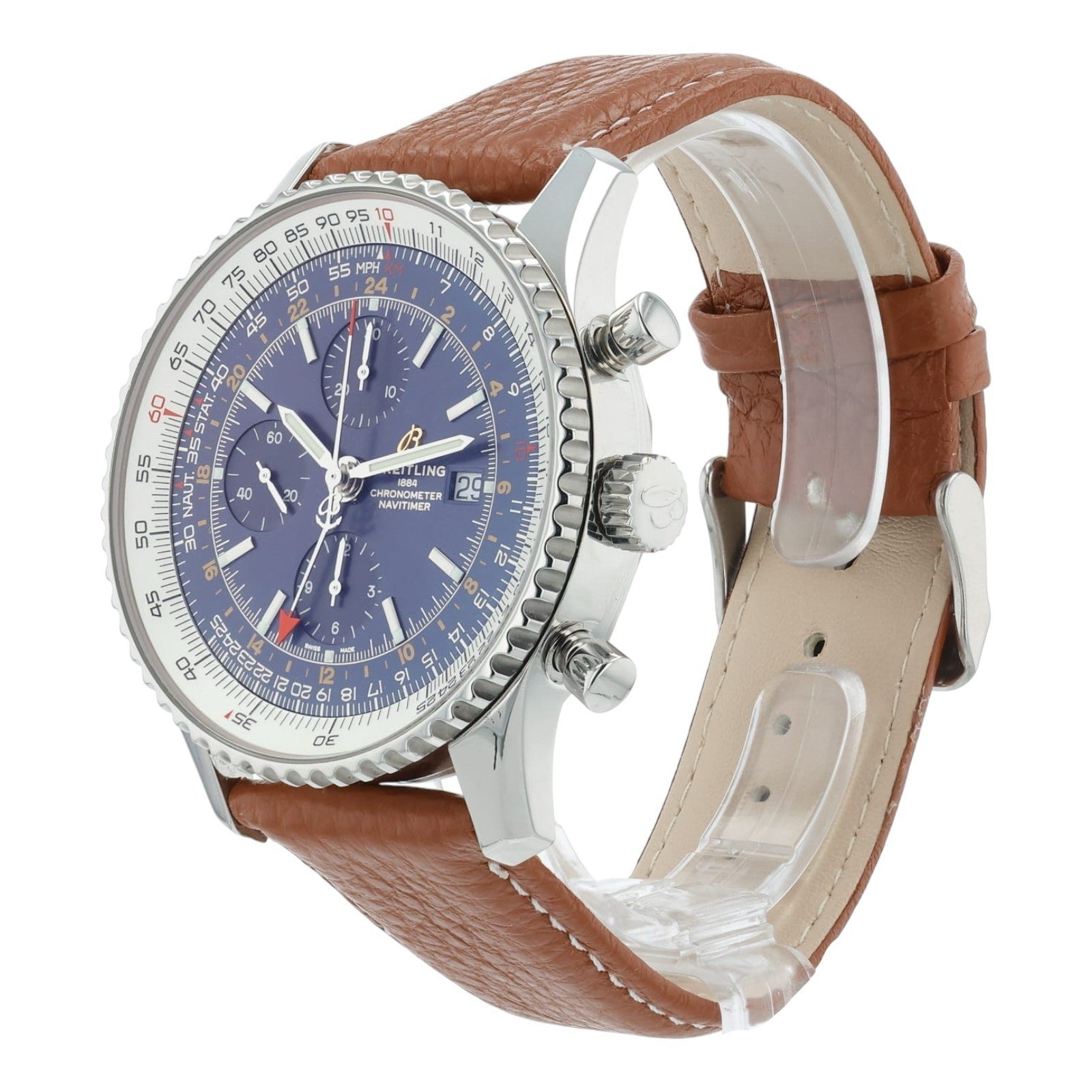 Breitling Navitimer World Stainless Steel Blue Dial 46mm Automatic Mens A24322