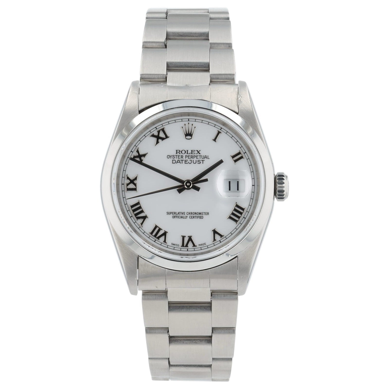 Rolex Datejust White Dial Stainless Steel 36mm Automatic Movement Men’s 16200
