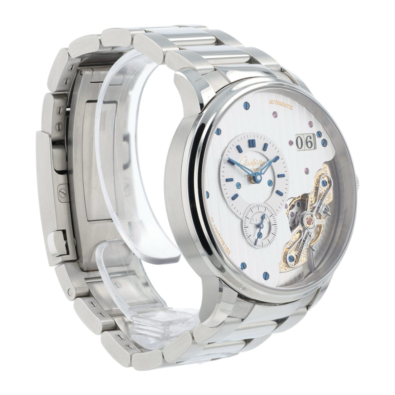 Glashutte PanoMaticInverse Silver Dial Steel 42mm Men's Watch 1-91-02-02-02-71