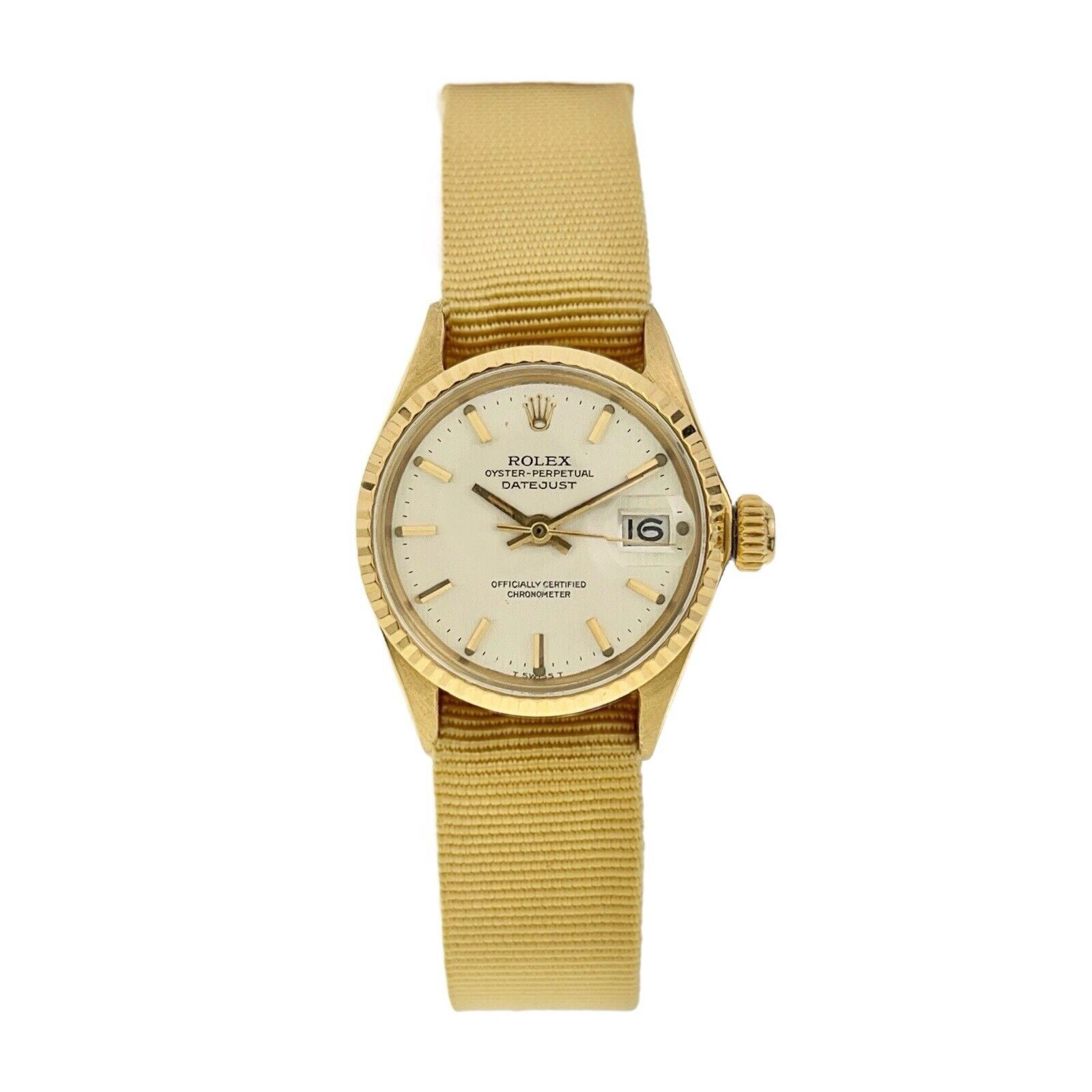 Rolex Oyster Perpetual Lady Date 18k Gold 26mm Automatic Women’s Watch 6517