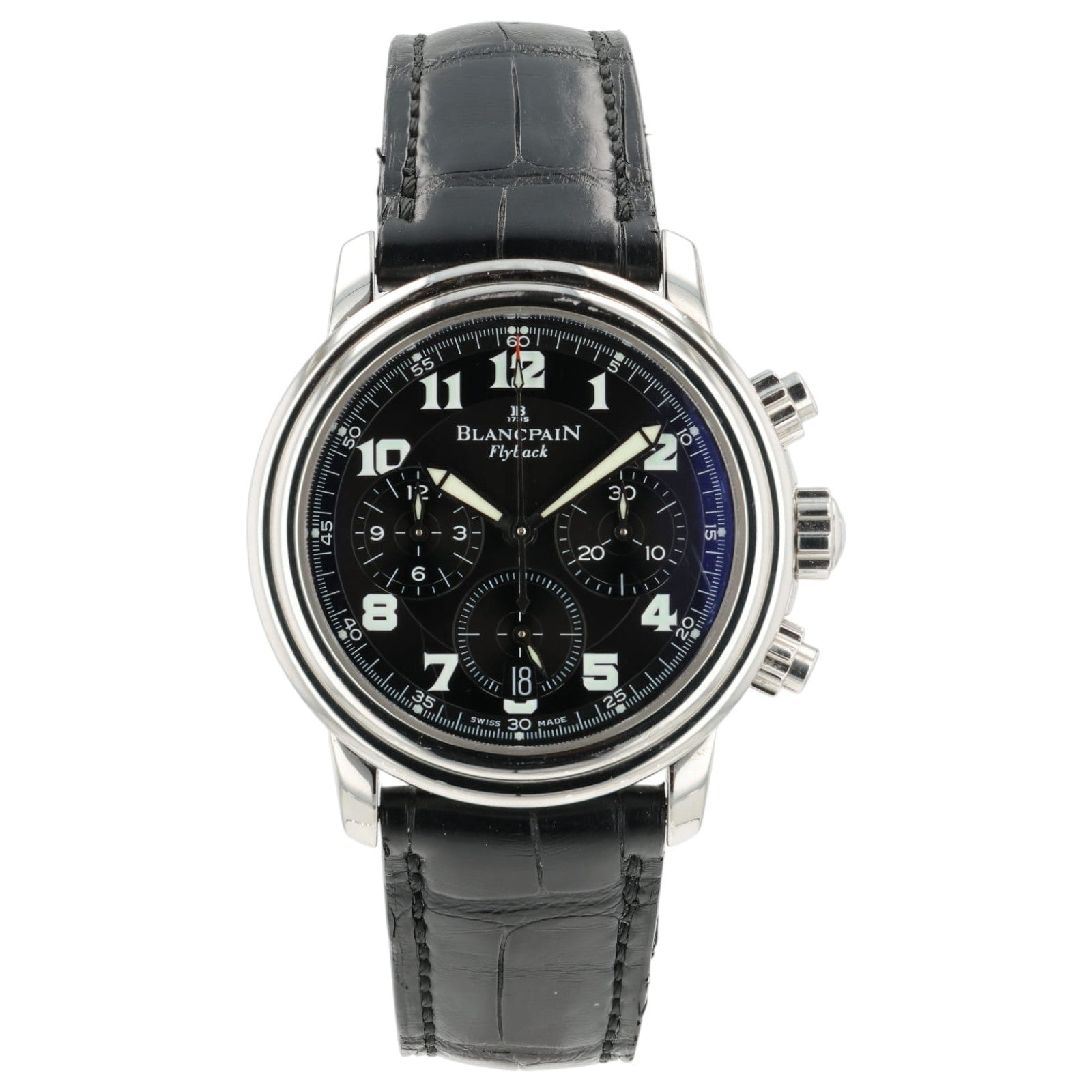 Blancpain Leman Fly-Back Chronograph Black Dial Steel 38mm Automatic Watch 2185F