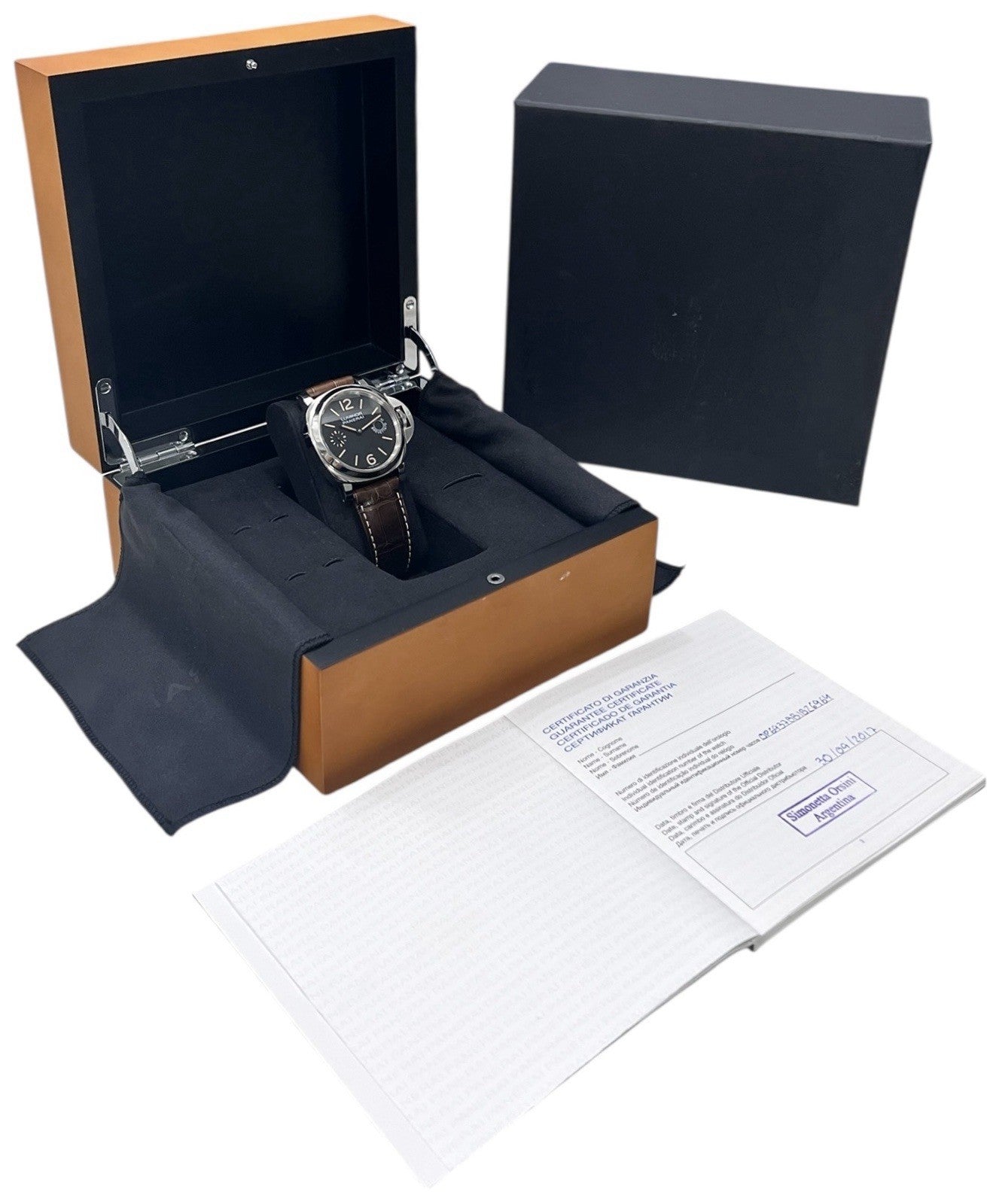Panerai Luminor Stainless Steel Black Dial 44mm Manual Wind Mens Watch PAM00590