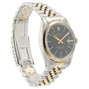 Rolex Two-tone Datejust Black Tapestry Dial 18k Gold & Steel 36mm Mens 16013