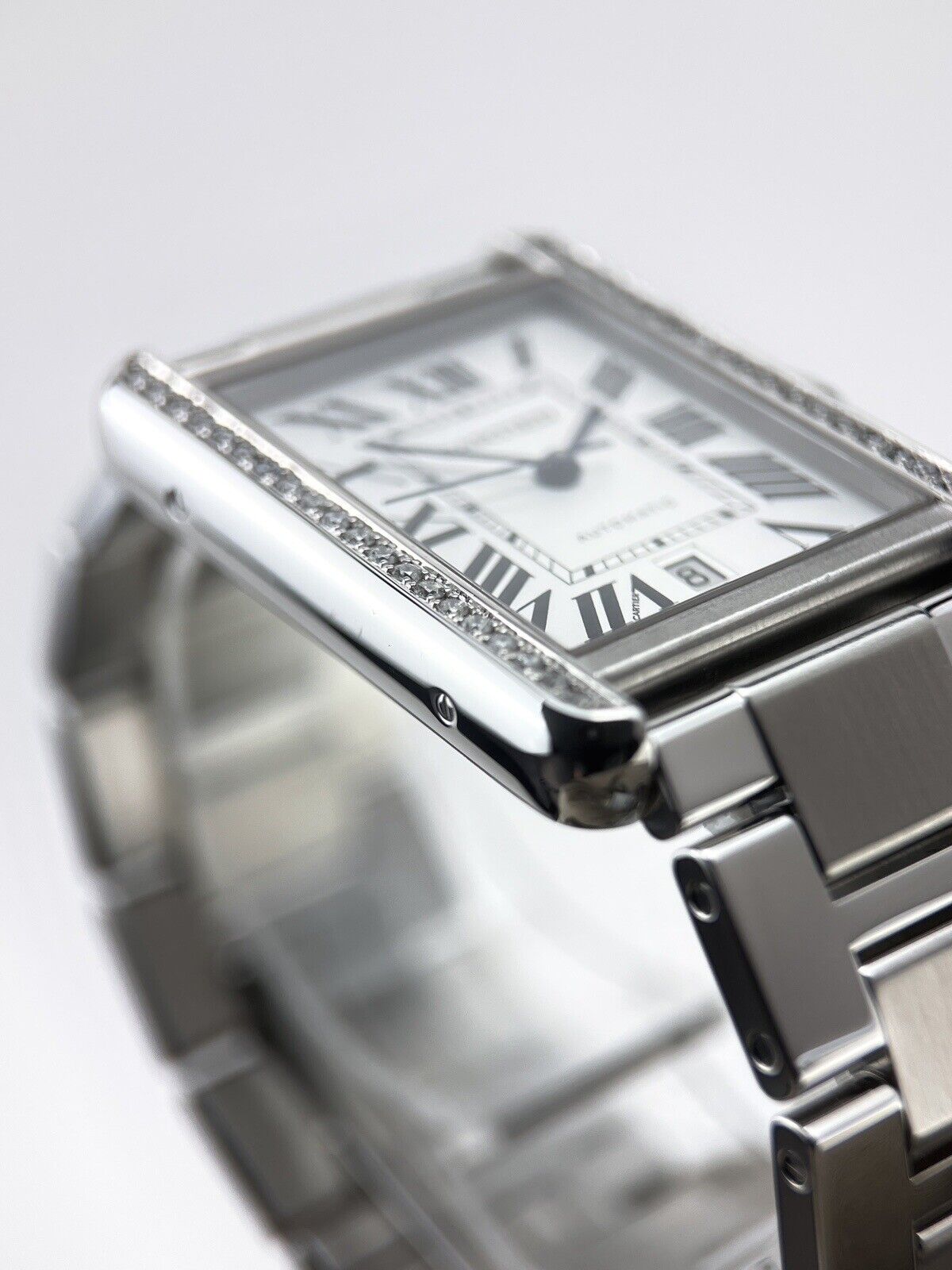 Cartier Tank Solo XL Automatic Steel Mens Watch W5200028 W/ Diamonds