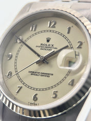 Rolex Datejust 36mm Cream Boiler Gauge Steel Cream Dial 36mm Men's Watch 16234