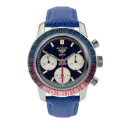 Heuer Autavia Pepsi Stainless Steel Black Dial 40mm Manual Wind Men's Watch 2446