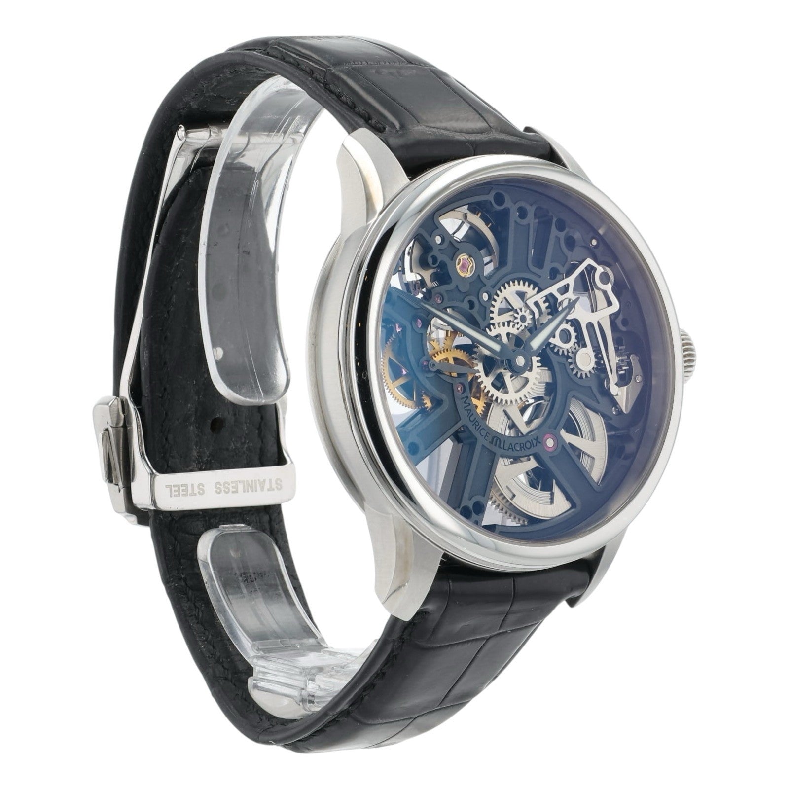 Maurice Lacroix Stainless Steel Skeleton Dial 43mm Manual Wind Mens Watch MP7228