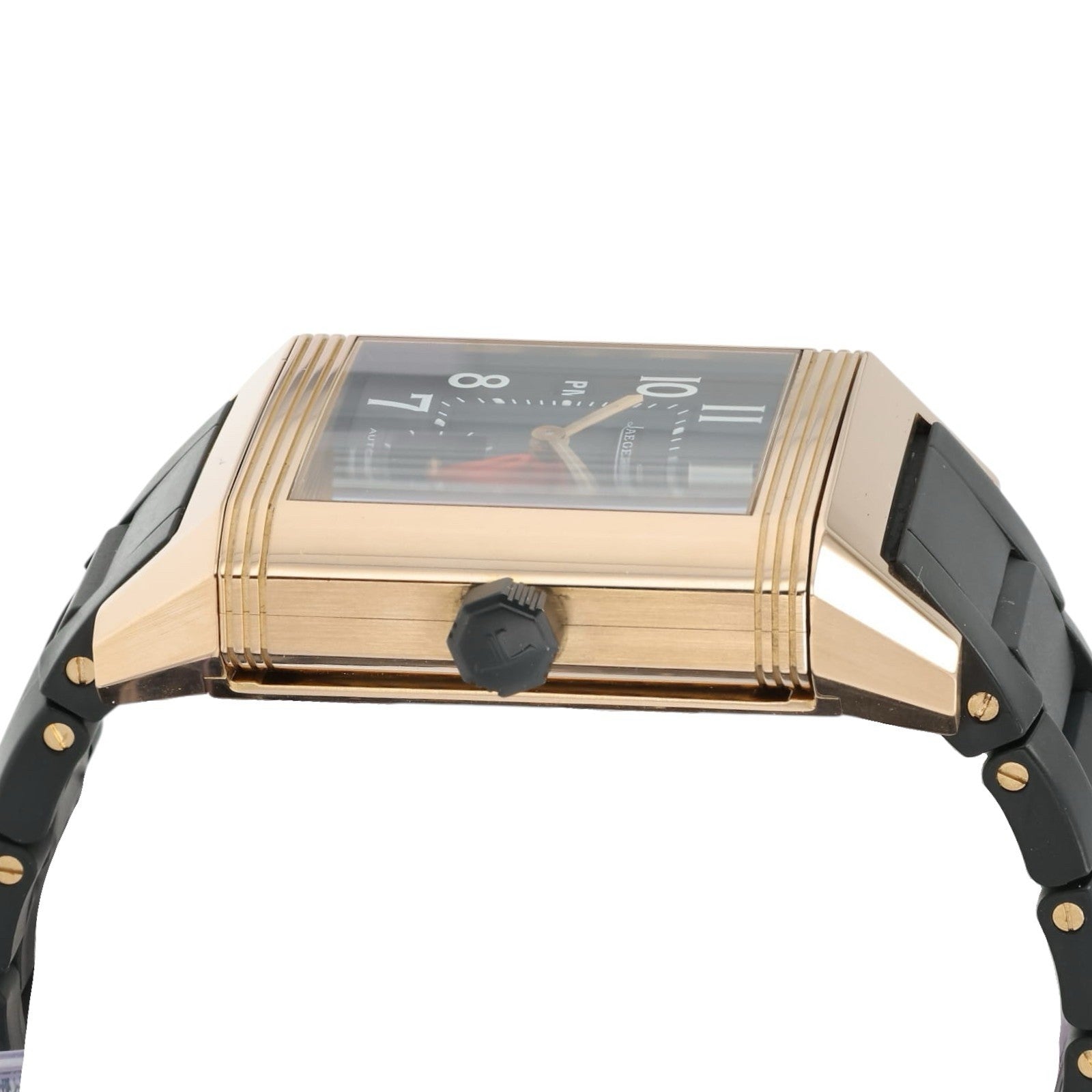 LeCoultre Reverso Squadra Hometime Black Dial 18k Rose Gold Auto Watch Q7002671